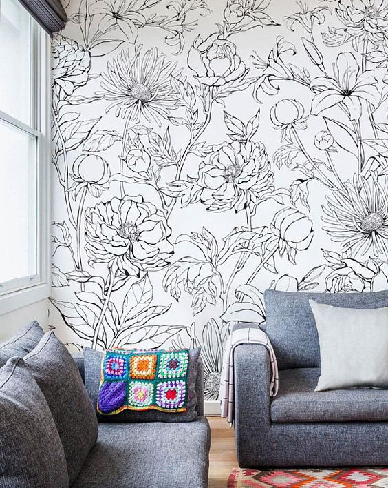 floral doodle wall
