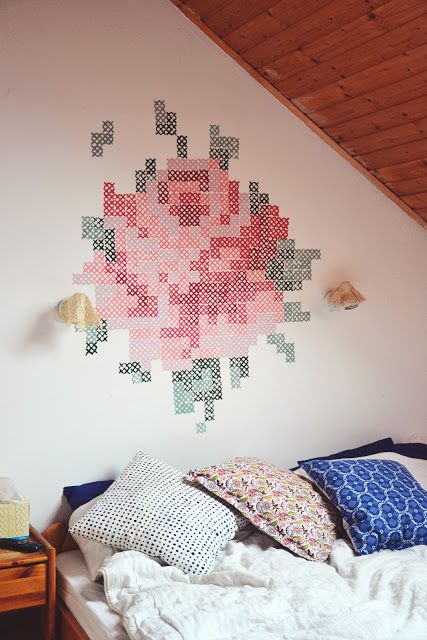 cross stitched wall accent