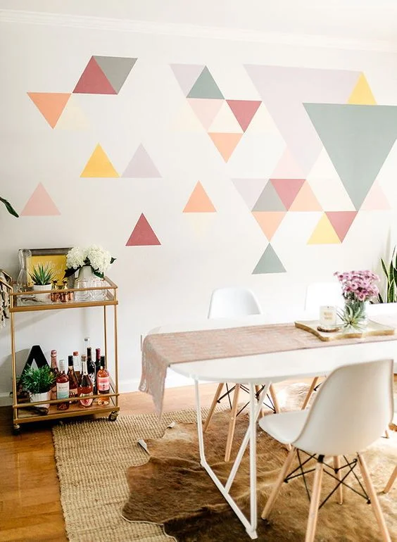 festive triangle wall paint design