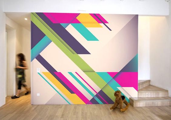 colourful wall paint accent