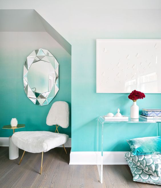 turquoise ombre wall paint