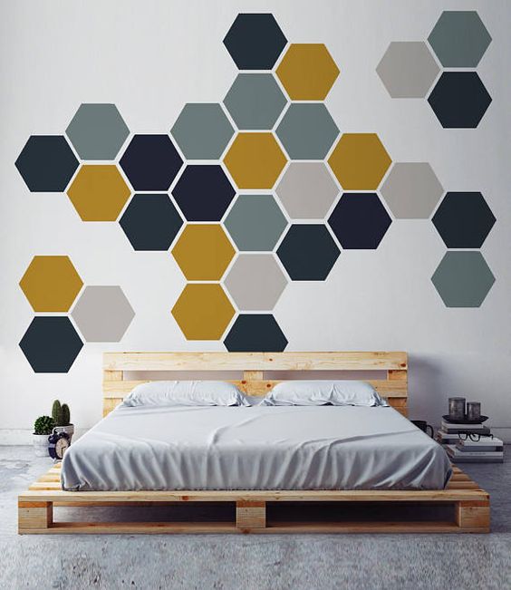 honeycomb wall paint accent