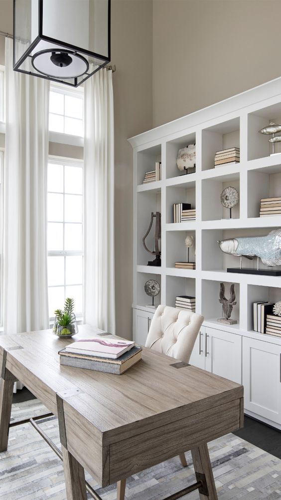 Classic Home Office Ideas And Designs, White Home Office Bookcase Design