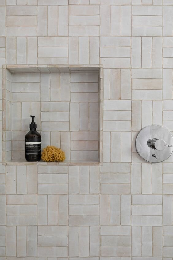 30 Modern Bathroom Shower Ideas And, Double Basket Weave Subway Tile