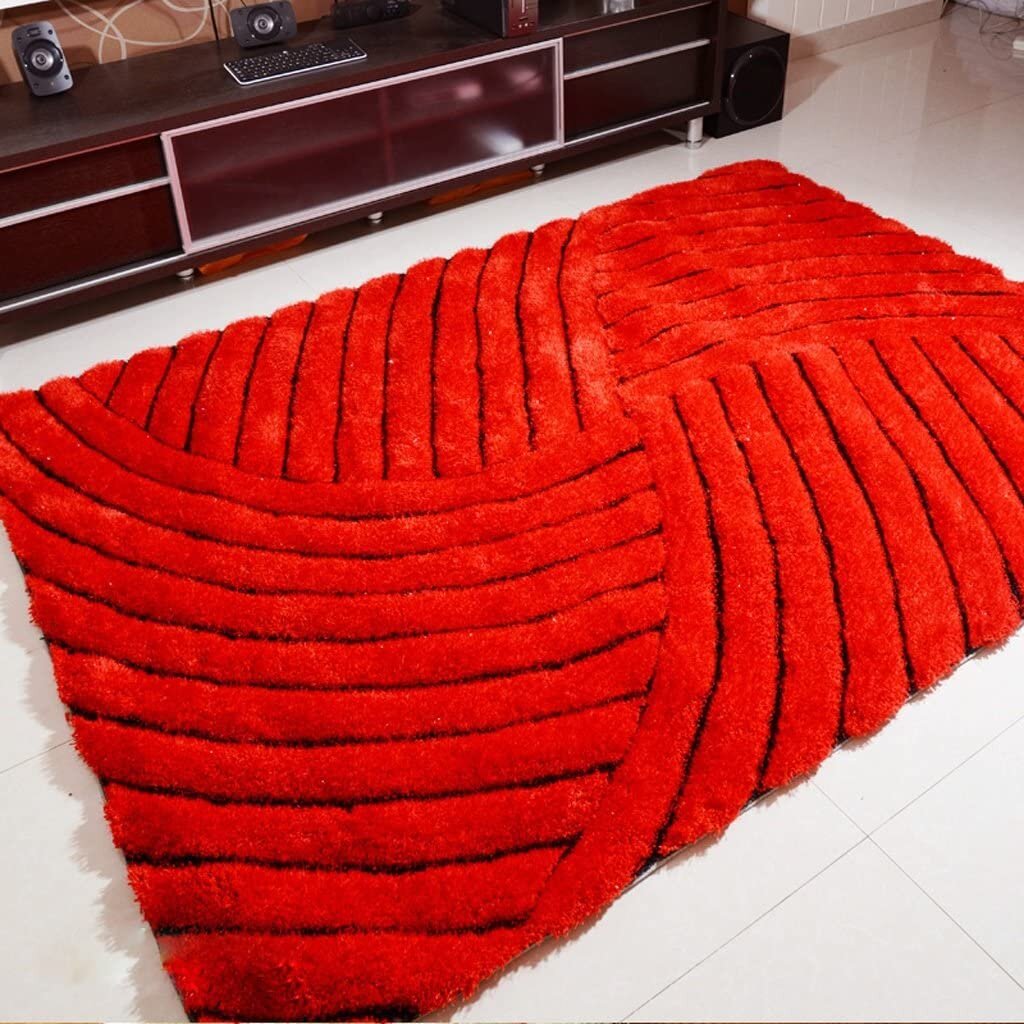 Large Quality Rugs in Red Black White Stylish 3D Look Mat Retro Vintage Carpet 