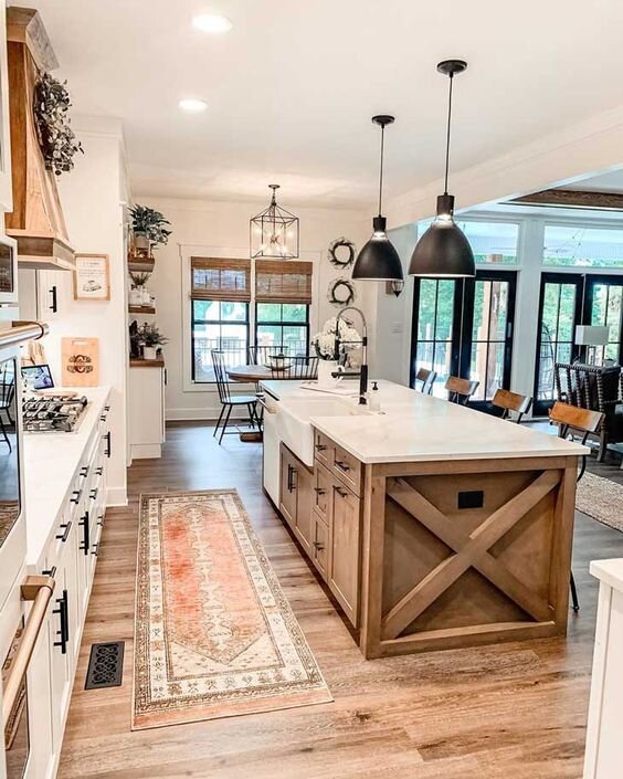 50 Beautiful Farmhouse Kitchen Ideas, Rustic Kitchen Island With Sink