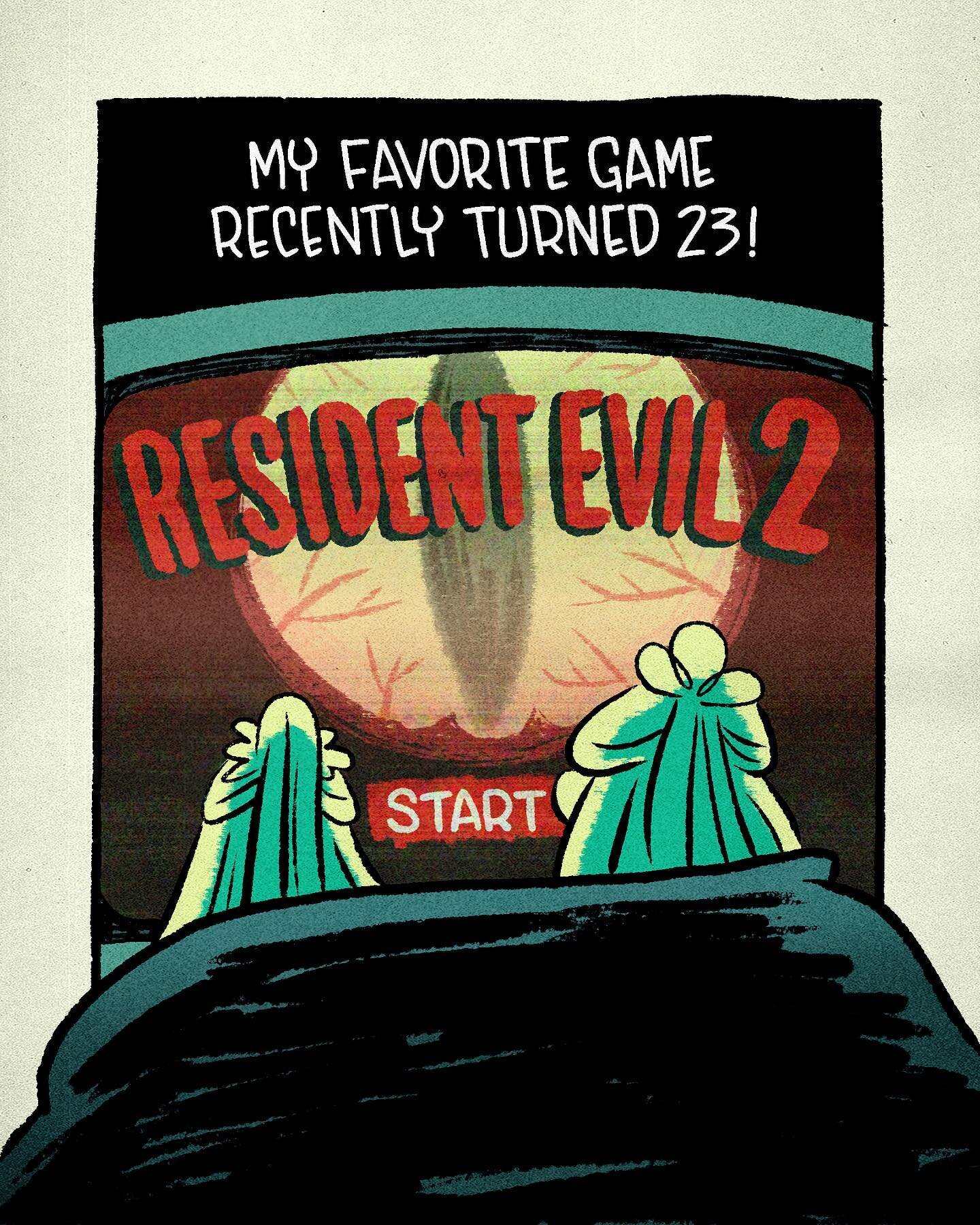 Happy 25th birthday, Resident Evil 2! The original, that is. (Not that the remake isn&rsquo;t a masterpiece in its own right!) Here&rsquo;s a short comic celebrating RE2&rsquo;s contributions to the genre of survival horror. Thanks for the nightmares