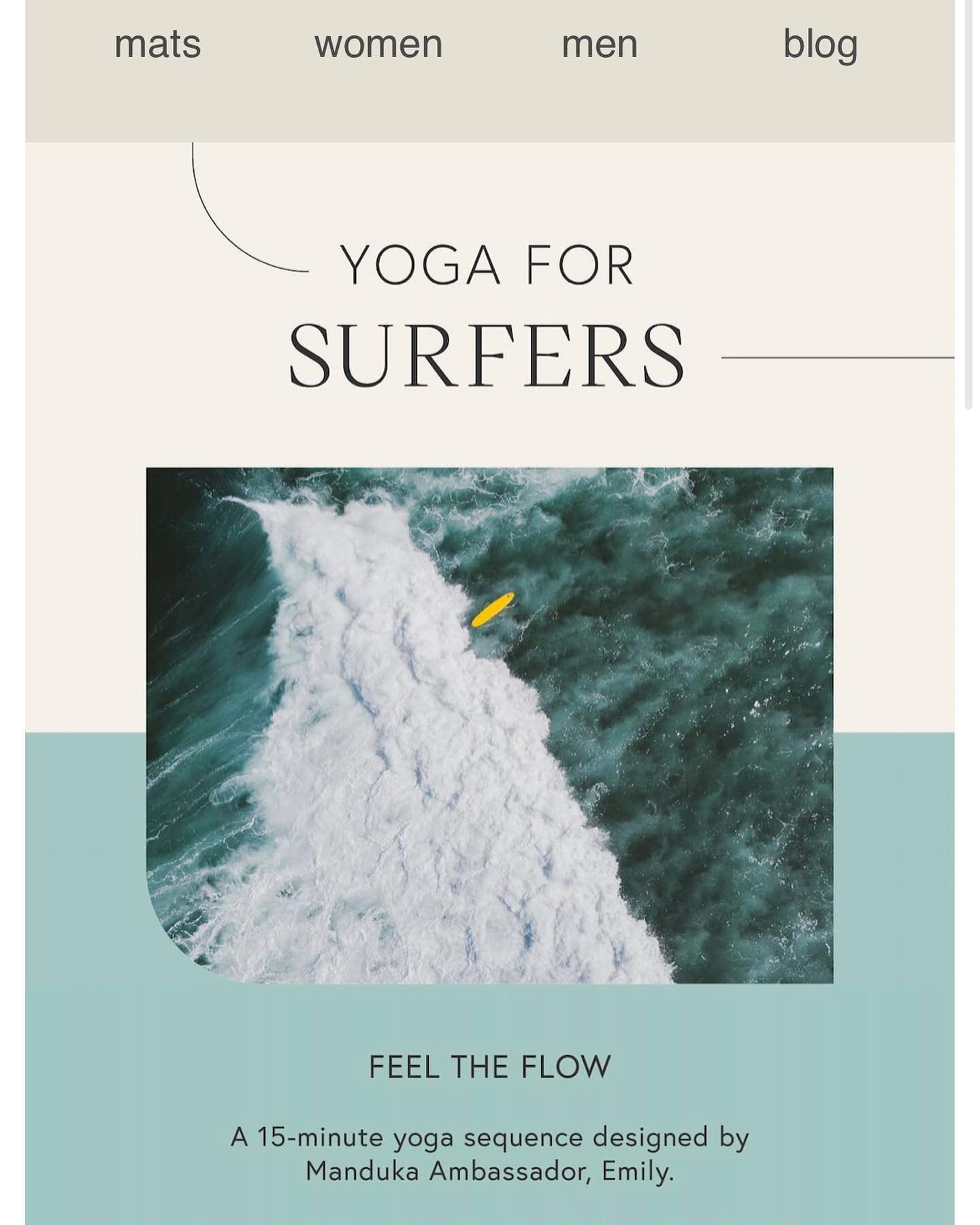 Up on the @mandukayoga newsletter today! 

You can check out this Yoga for Surfers video, along with all of my other free yoga videos on the Manduka YouTube channel. 

photo cred: the lovely @allybmartin