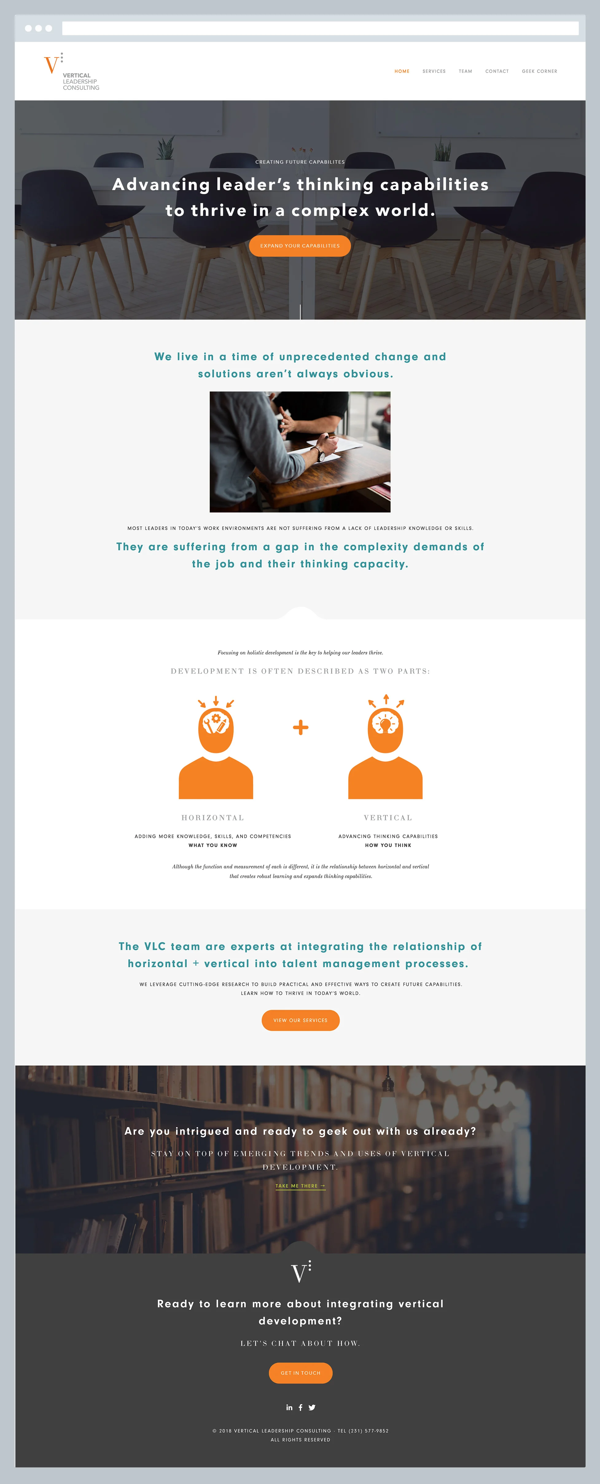 Vertical Leadership Consulting - Home Page, by Janessa Rae Design Creative in collaboration with Sweaty Wisdom