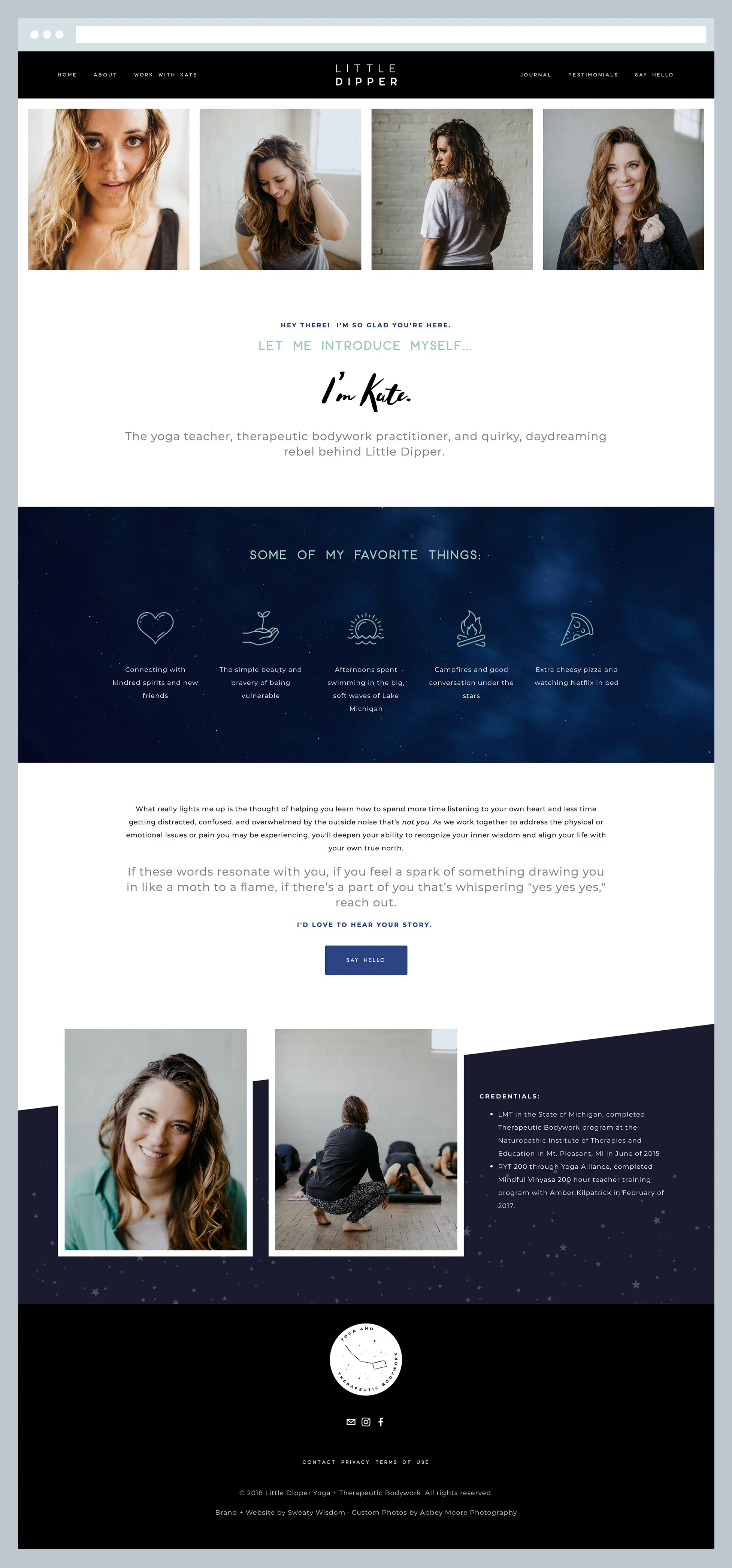 Little Dipper - About Page, by Janessa Rae Design Creative in collaboration with Sweaty Wisdom