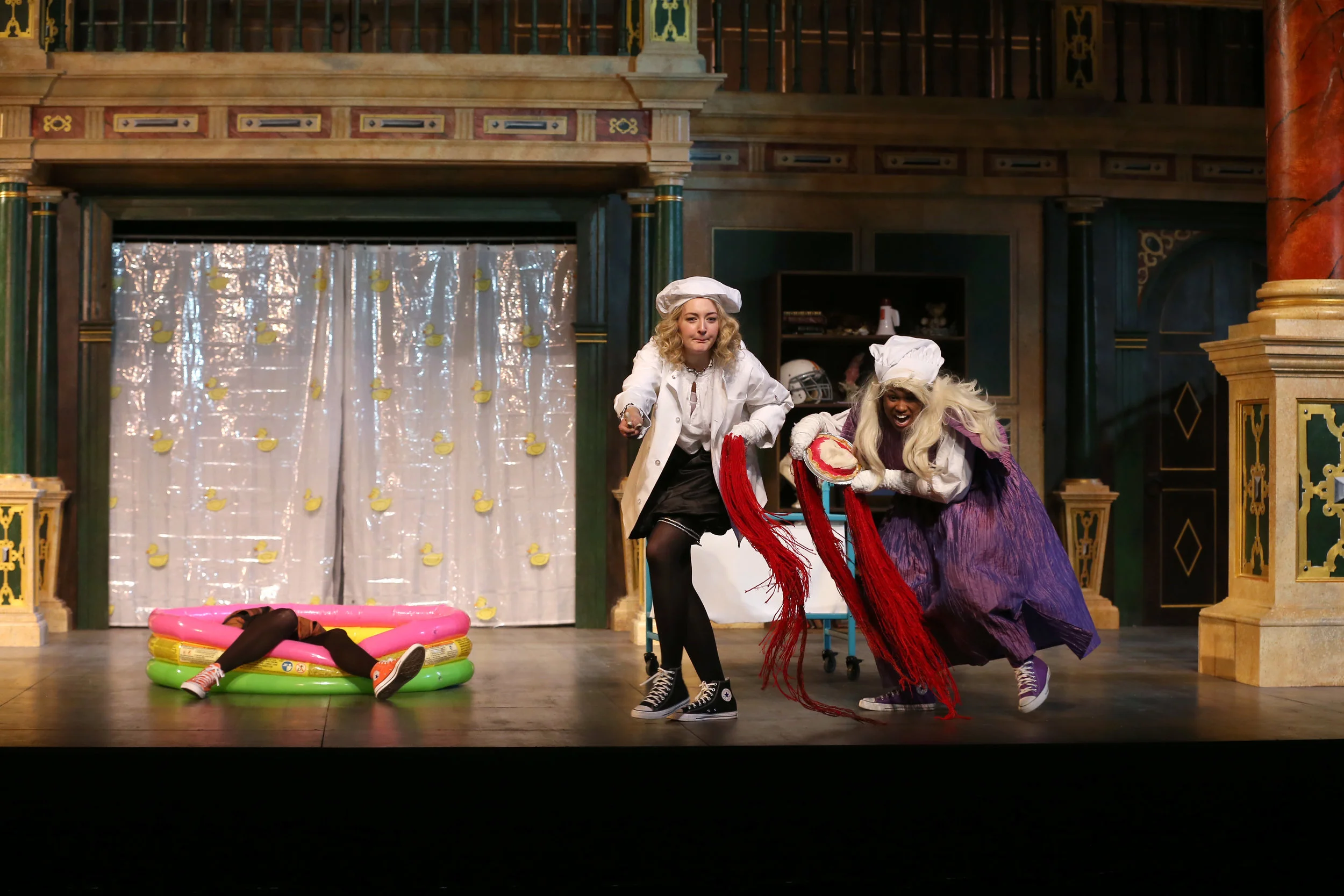   The Complete Works of William Shakespeare (Abridged) [Revised]  by Adam Long, Daniel Singer and Jess Winfield. Photos courtesy of  Hofstra University , who produced this as part of their 68th Annual Shakespeare Festival on a recreated  Globe  stage