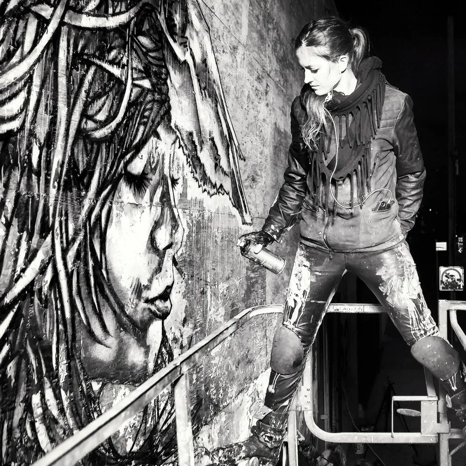 Muralist Christina Angelina inspires Bess & Cara through her deeply sensual portraits of badass pairs of women in rugged locales throughout the world. In fact, Mojave Rising was born at the altar of her Mountain Charmers piece in Palm Springs. 
