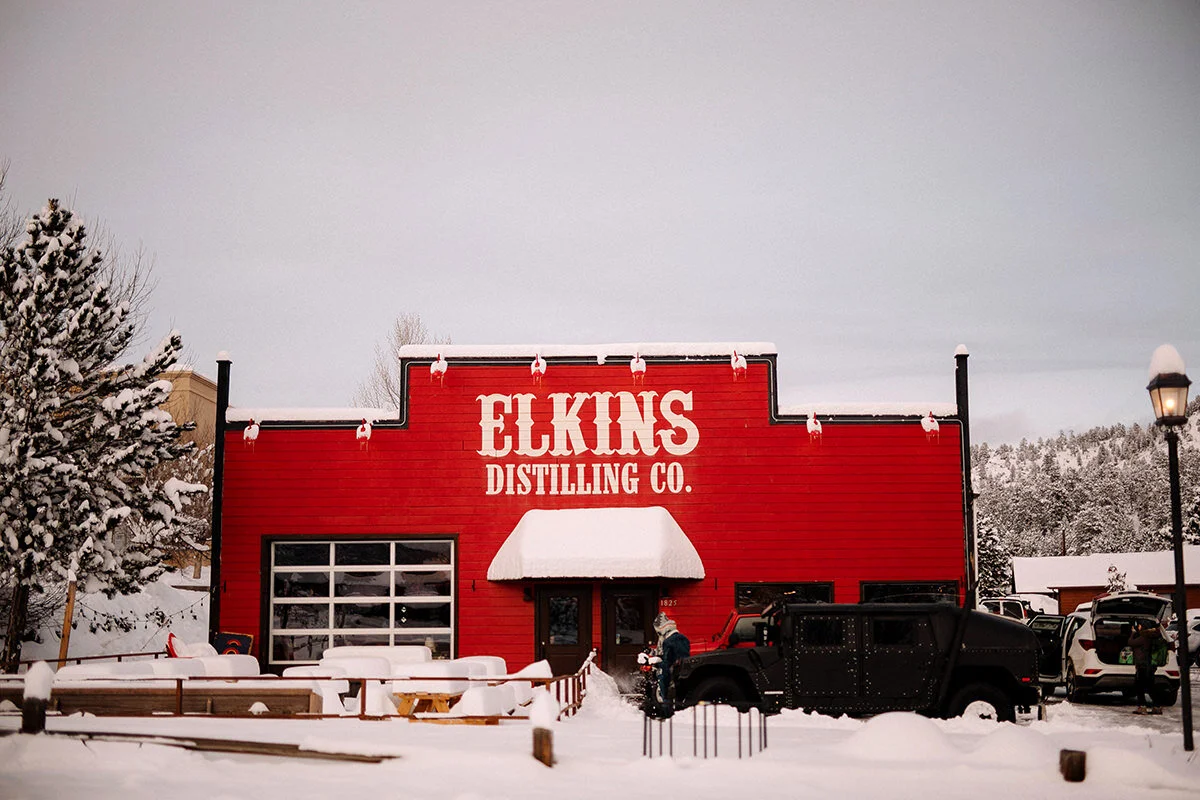 Estes Park Wedding Elkins Distilling Co Photographer Saint Catherine's Chapel on the Rock Avril Gown Florist Rocky Mountain National Park Denver Colorado Elopement Winter Wedding Allenspark Liz Osban Photography Destination Denver Wyoming Snowy Rue De Seine Boho