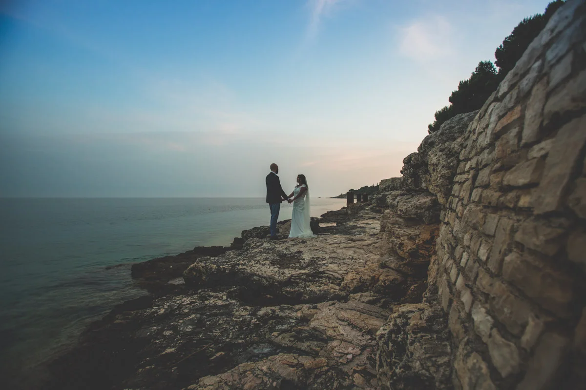 The coast line in Pula is stunning, a great place for a bride and groom to watch the sunset roll in on their wedding day.