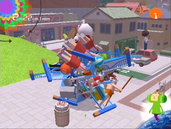 The original Katamari Damacy for Playstation 2. The title translates to “clump spirit” or “cluster soul” and was originally an experimental game borne of a school project.