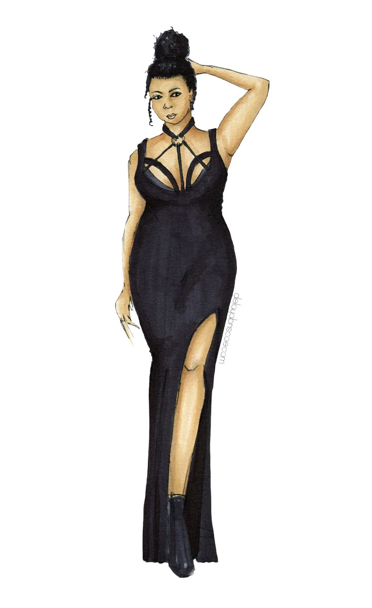 No matter what niche you're in you should have a few people you follow for guidance and motivation One of the influencers I follow is plus size blogger @GabiFresh. A person who embraces her curvy figure and does everything she's told not to when it comes to style fashion. Here are fashion design illustrations of GabiFresh, inspired by a few photos on her Instagram profile.