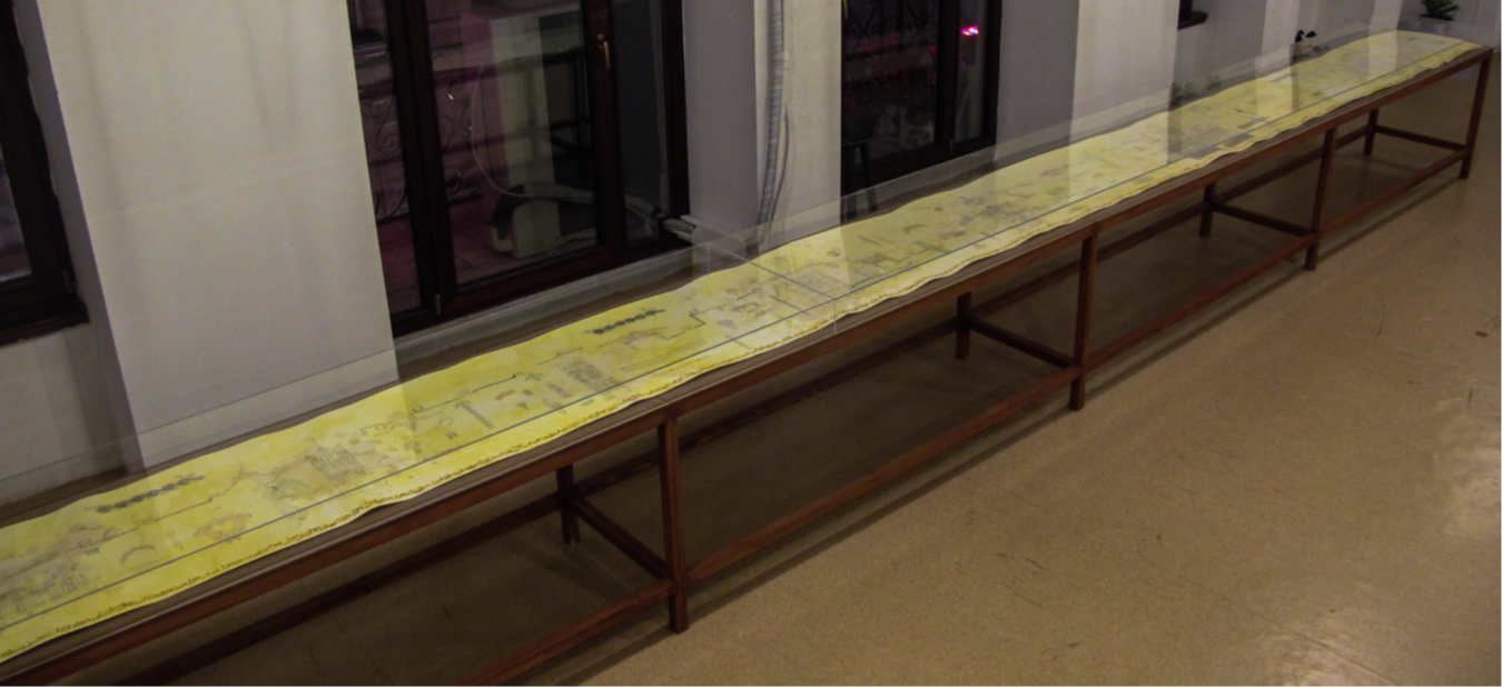 Cansu Çakar, Himenoplastik Panorama, 2015, watercolour, ink, safran, nigella and gold on paper
