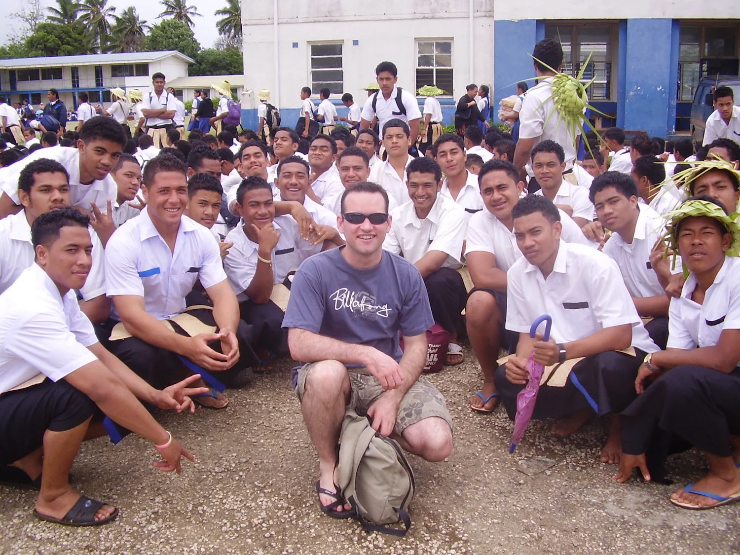 Pic: South Pacific smiles - Tongan high school boys gladly pose for a photo