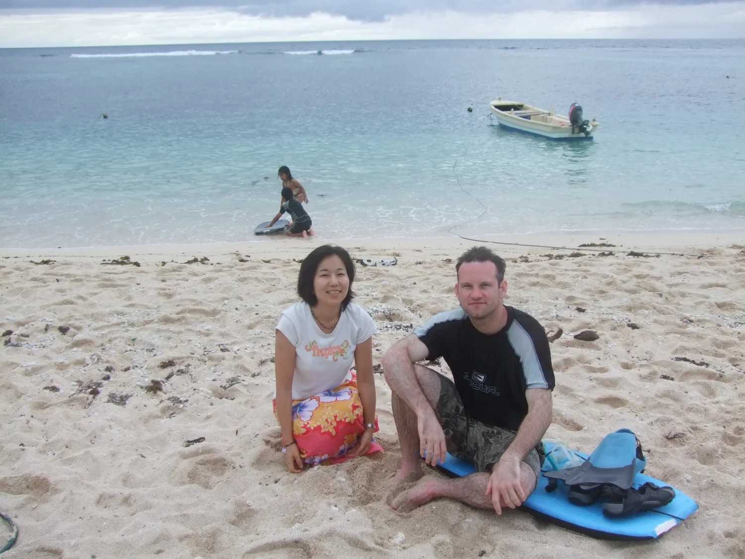 Pic: Tomoe and Stuart on Ha'atafu Beach