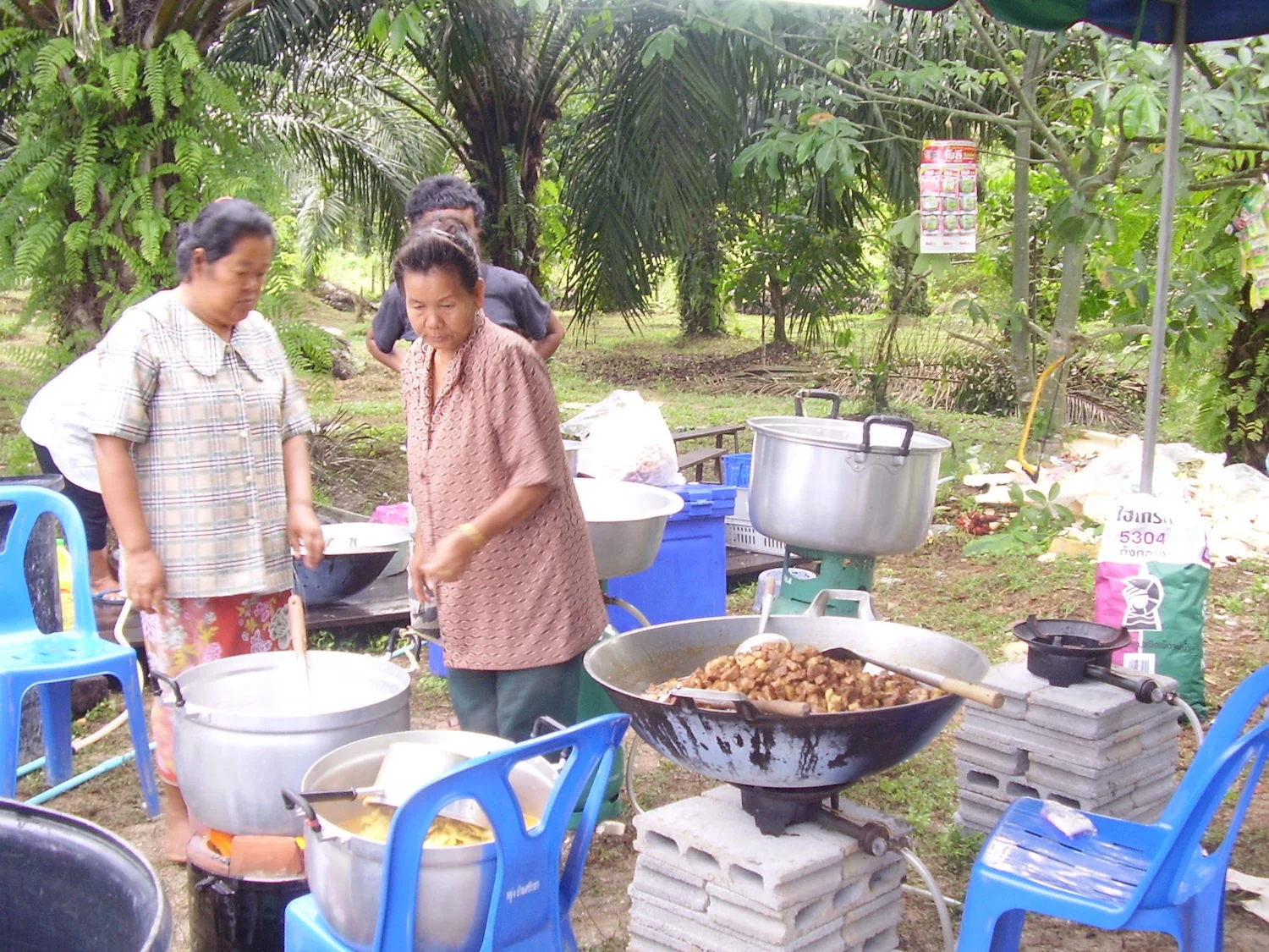 Pic: Wedding party food preparation by the ladies of the village (Kapong District, Phang-Nga)