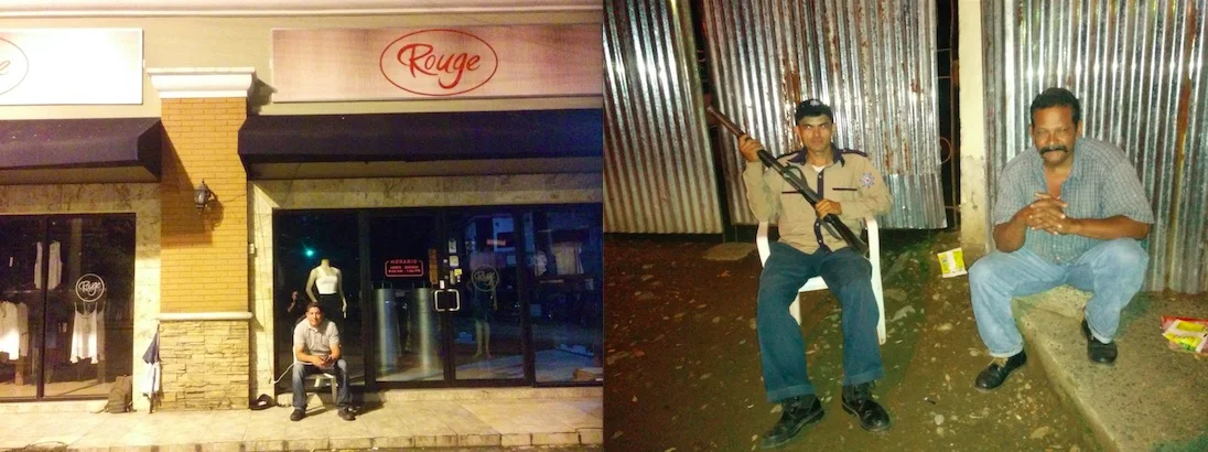 Both armed and unarmed men guard establishments close to the Socceroos' hotel