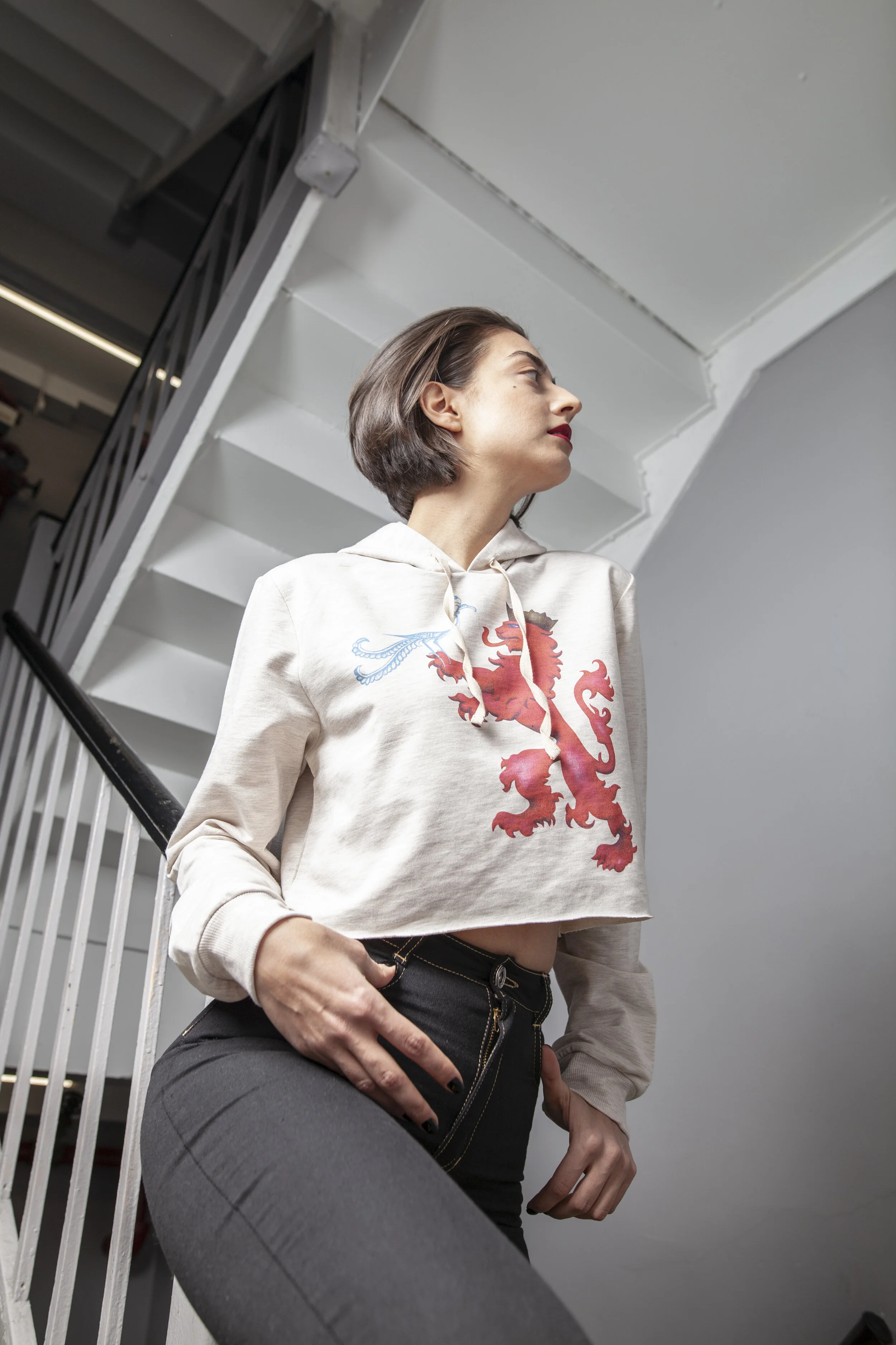 Cilican Red Lion crop hoodie