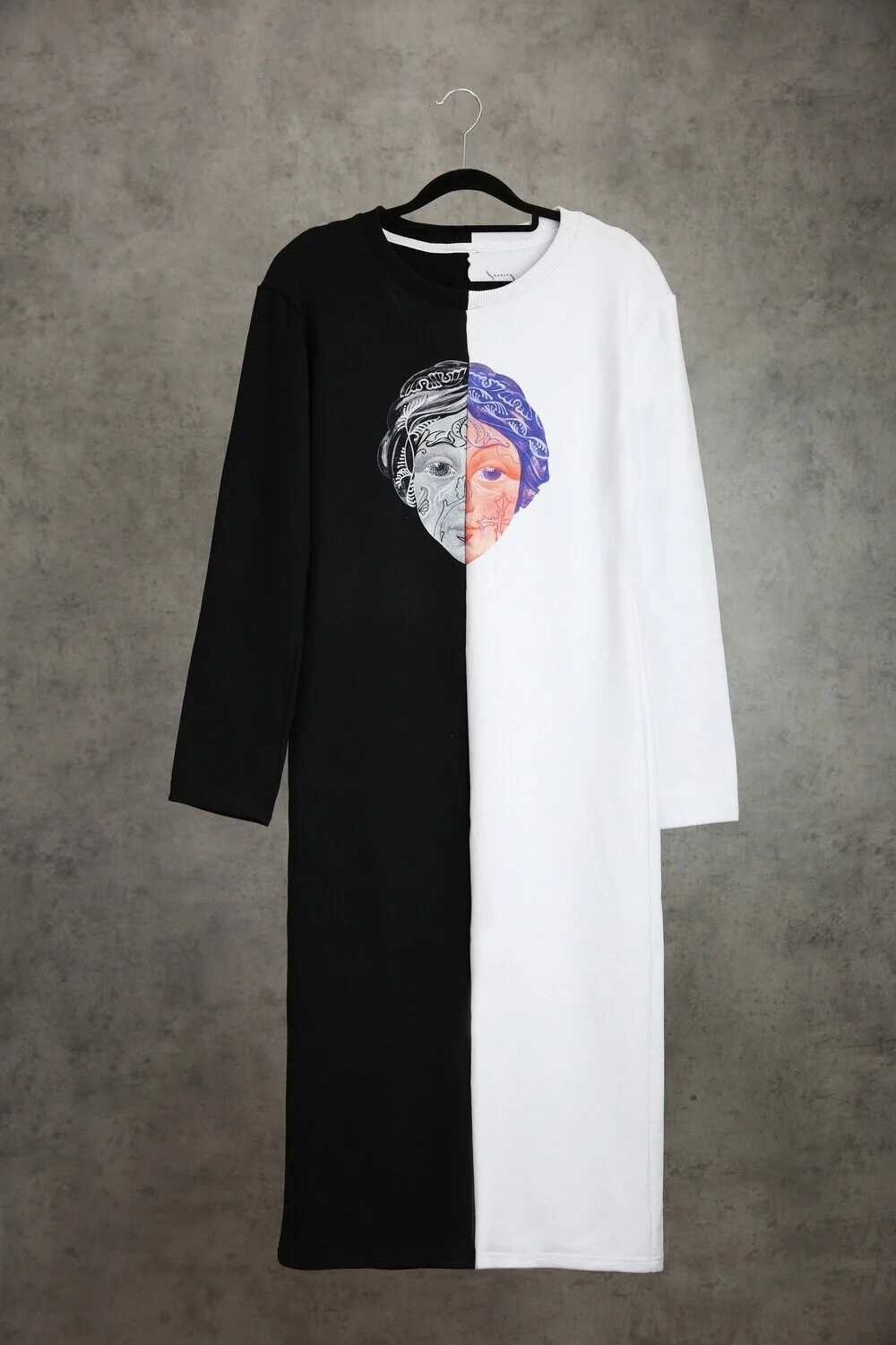 Black &amp; White Face Dress