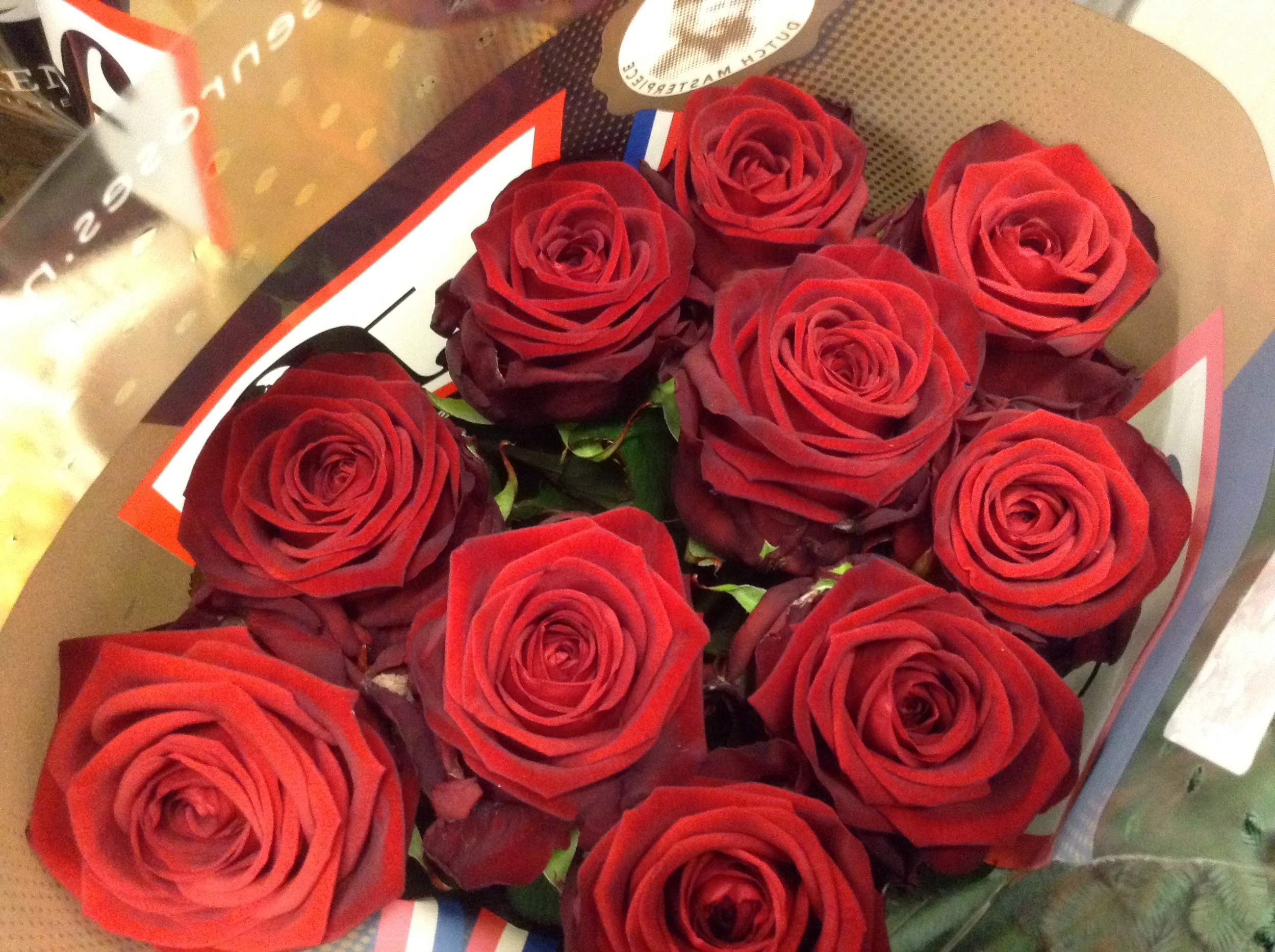 Gorgeous top quality "Red Naomi" roses will open to big full blooms unlike many supermarket roses.