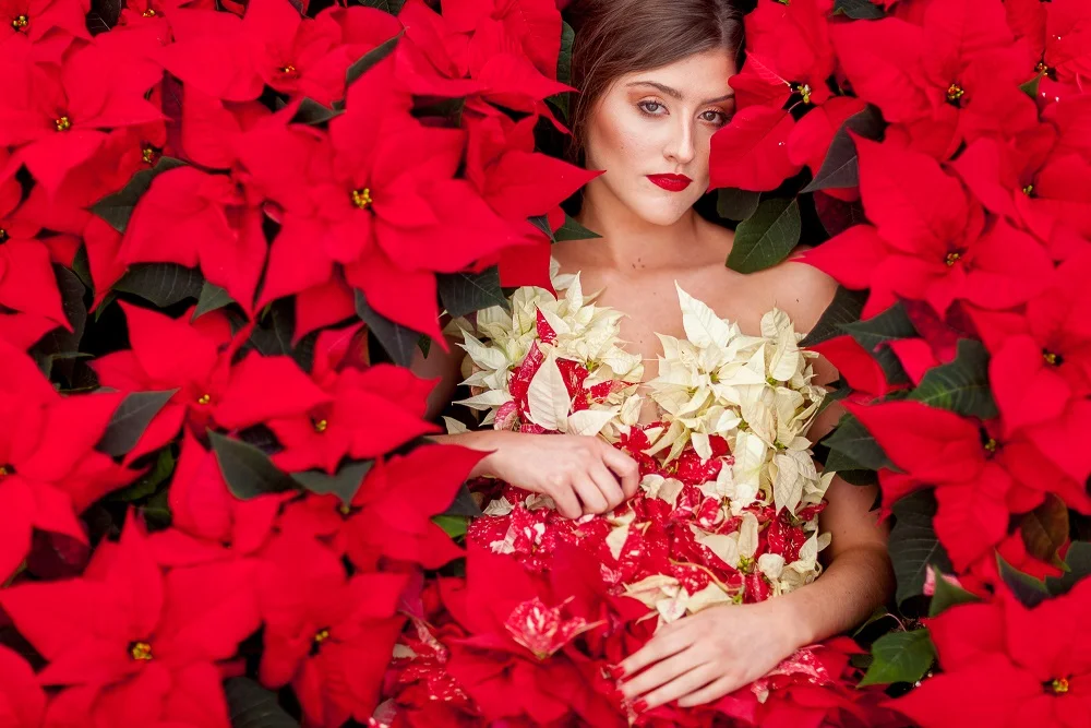 living poinsettia dress