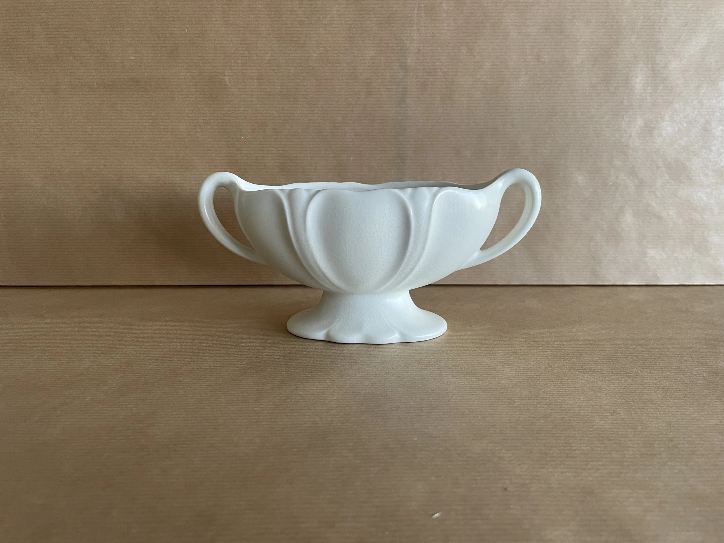 Small Matt White Beswick Two Handled Mantle Vase