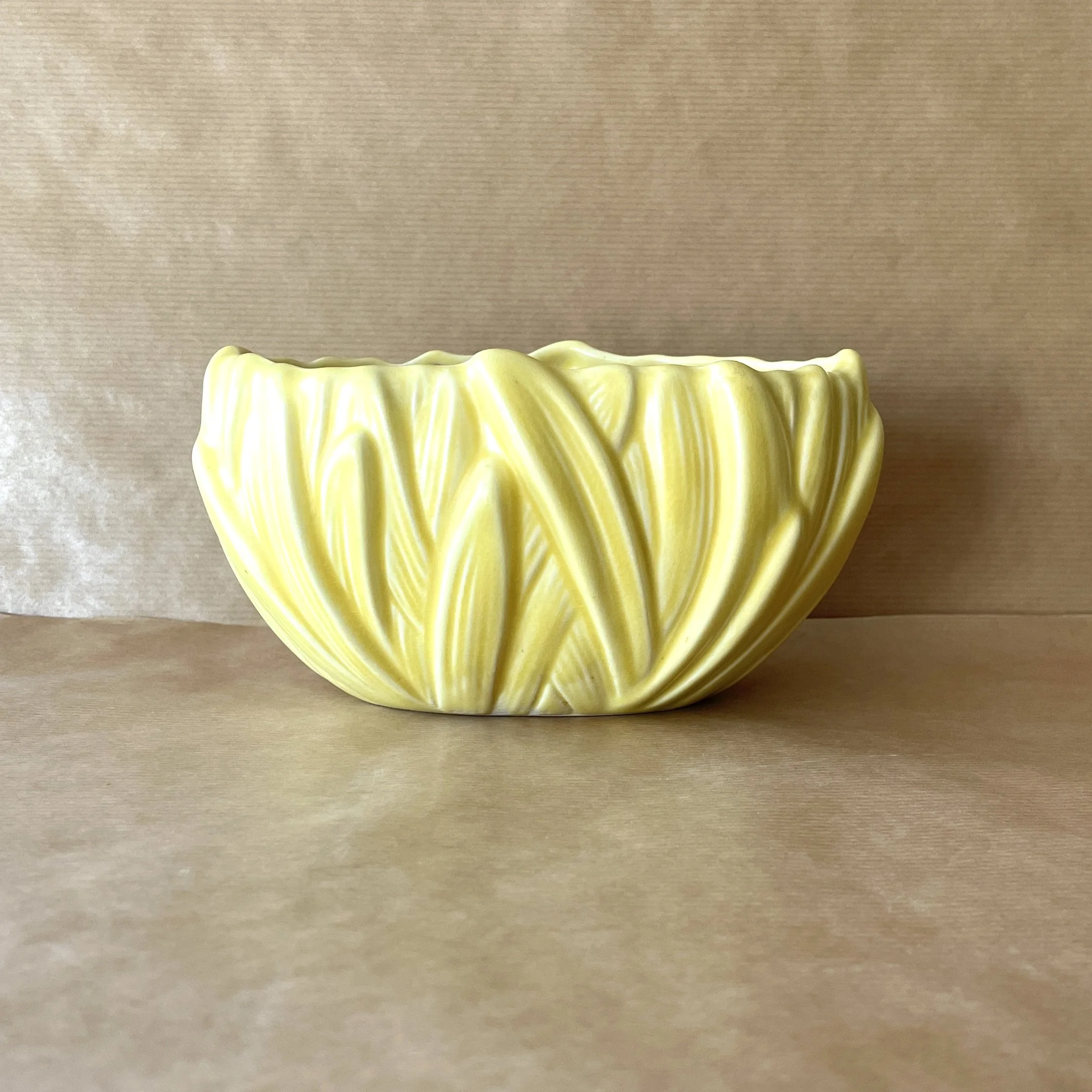 Small Sylvac Matt Yellow Oval Hyacinth Shape Pot