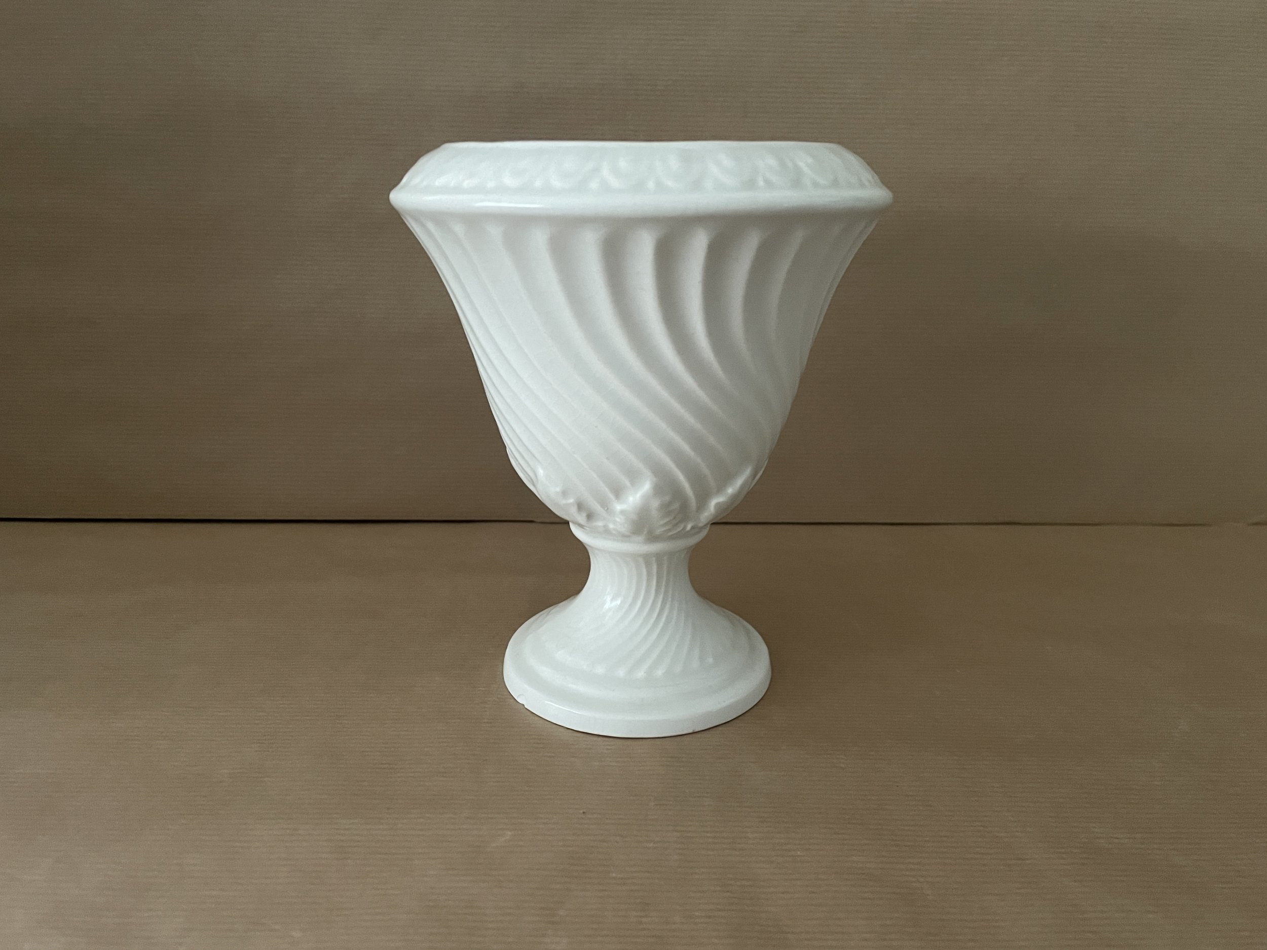 Large White Matt Dartmouth Swirled Urn