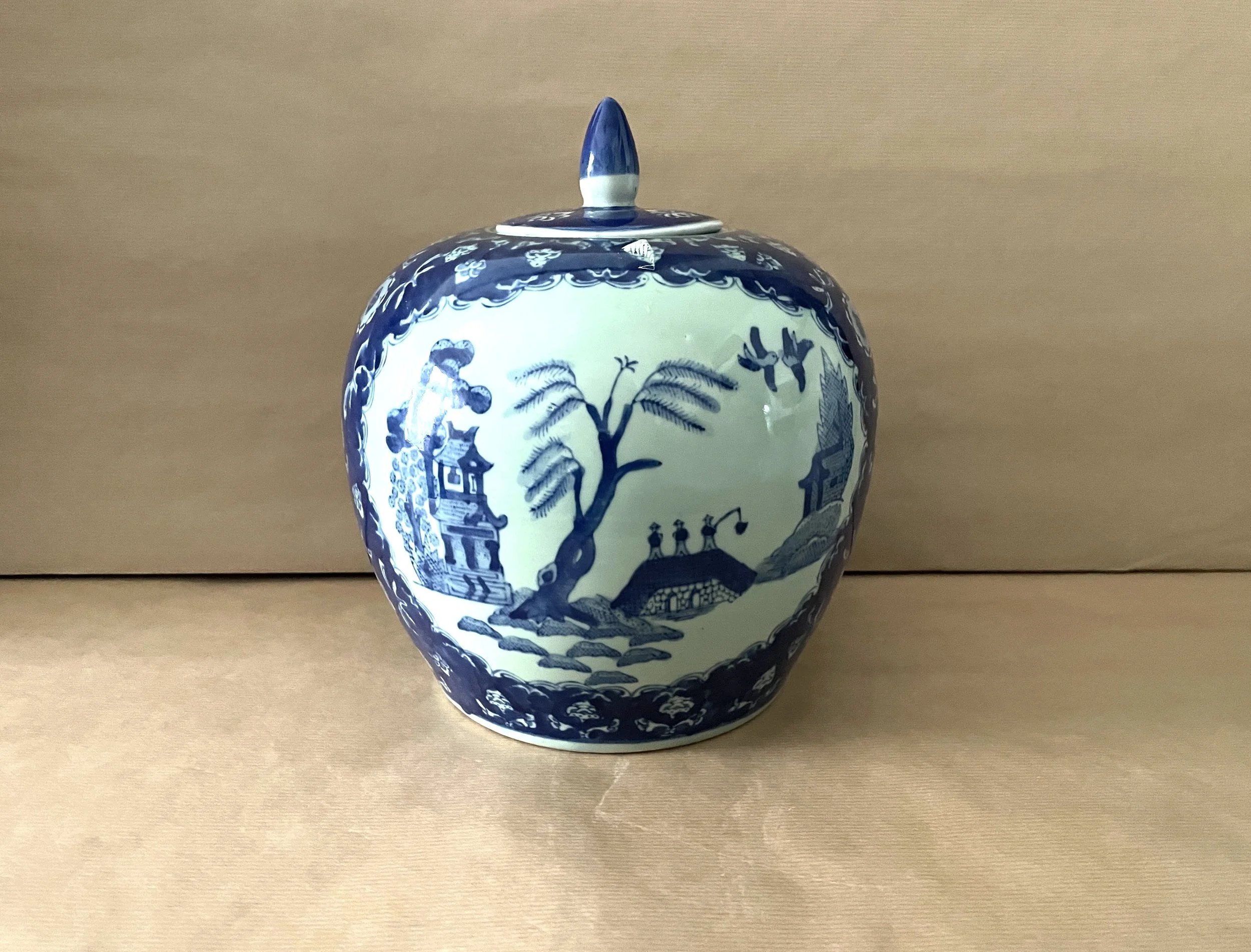 Extra Large Blue & White Contemporary Ginger Jar
