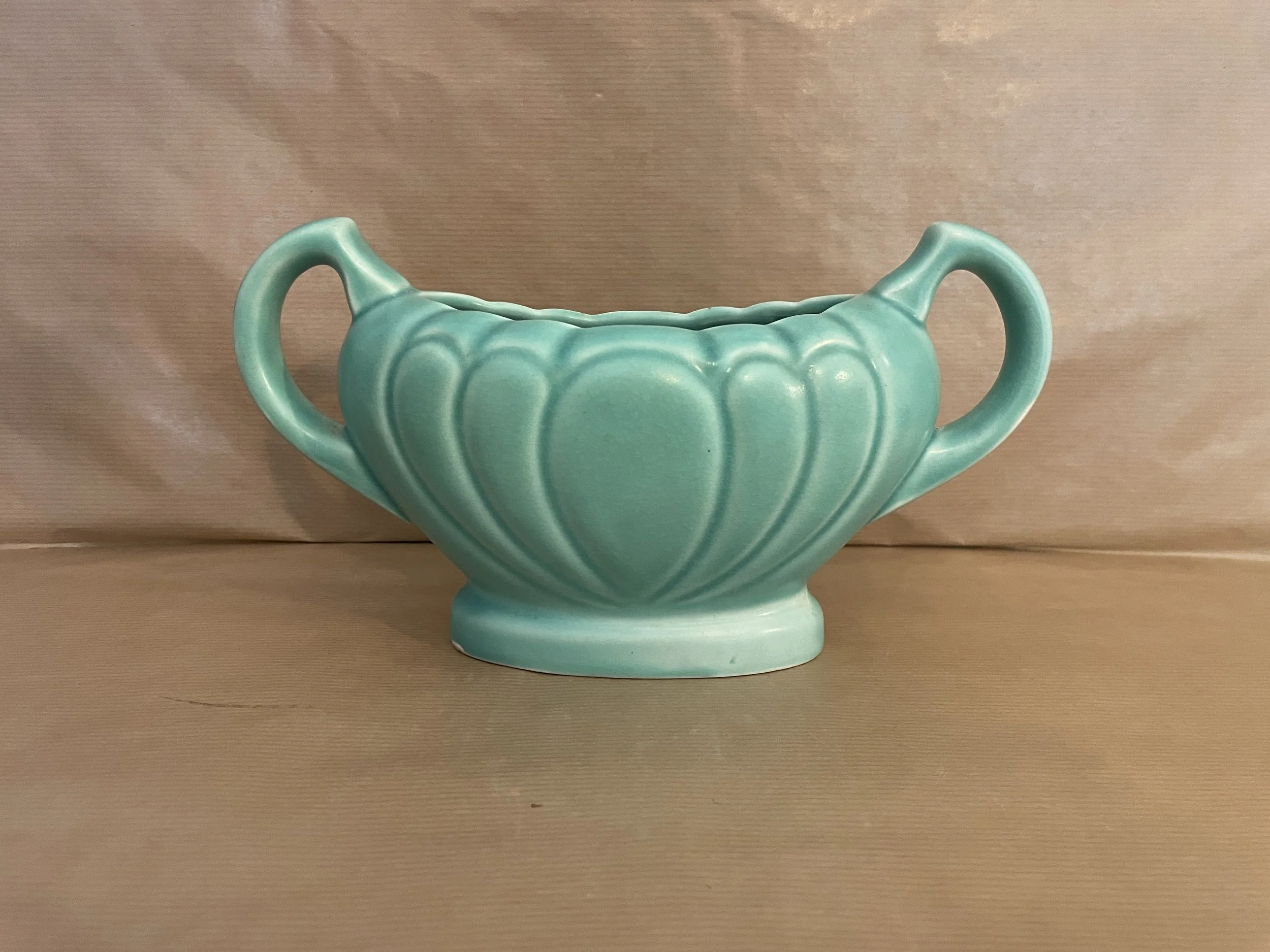 Medium Turquoise 2 Handled Mantle Vase