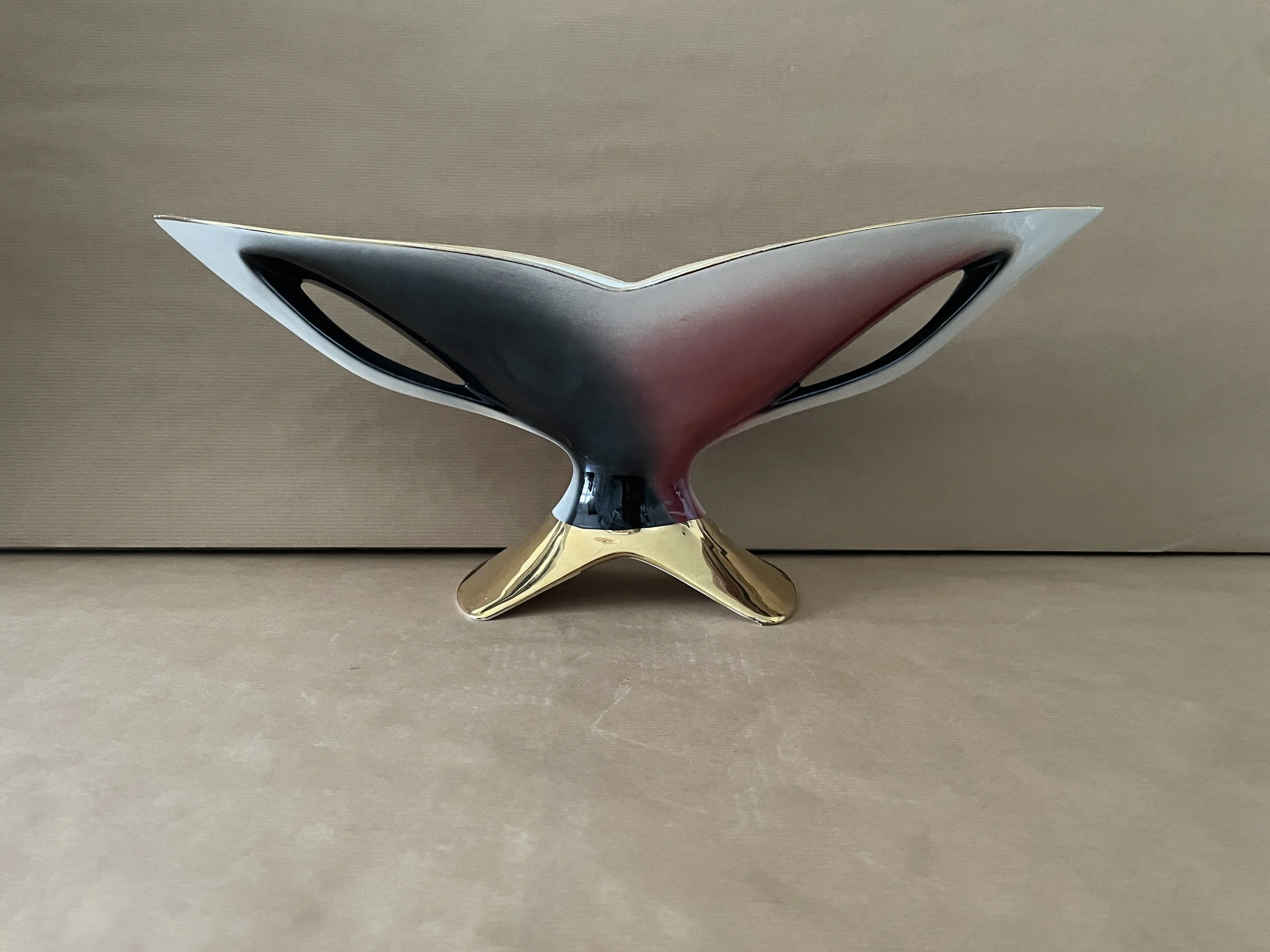 Large Mid Century Italian SICAS Red and Black Lustre Mantle Vase