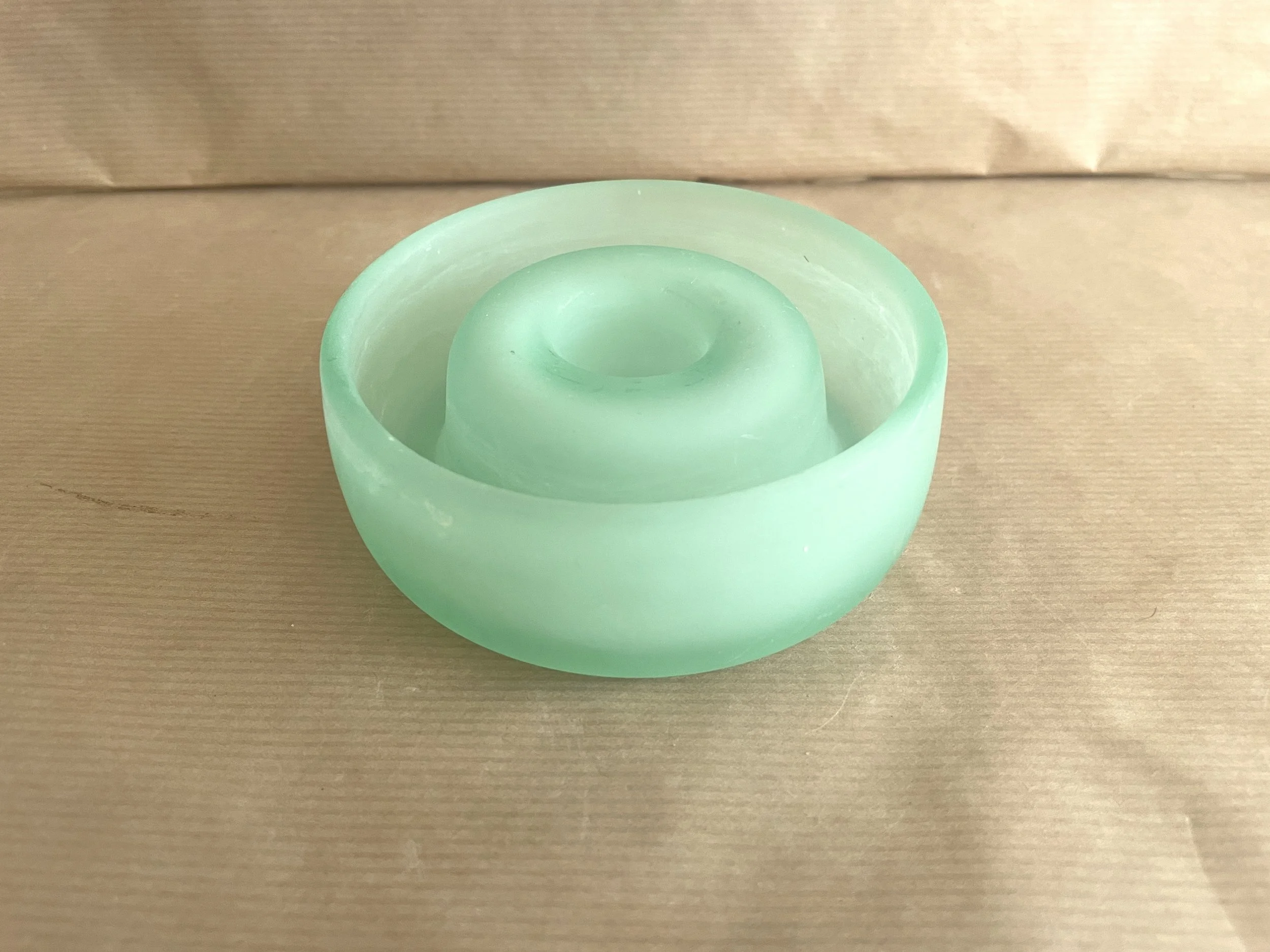 Small 1930's British Green Frosted Uranium Glass Posy Ring