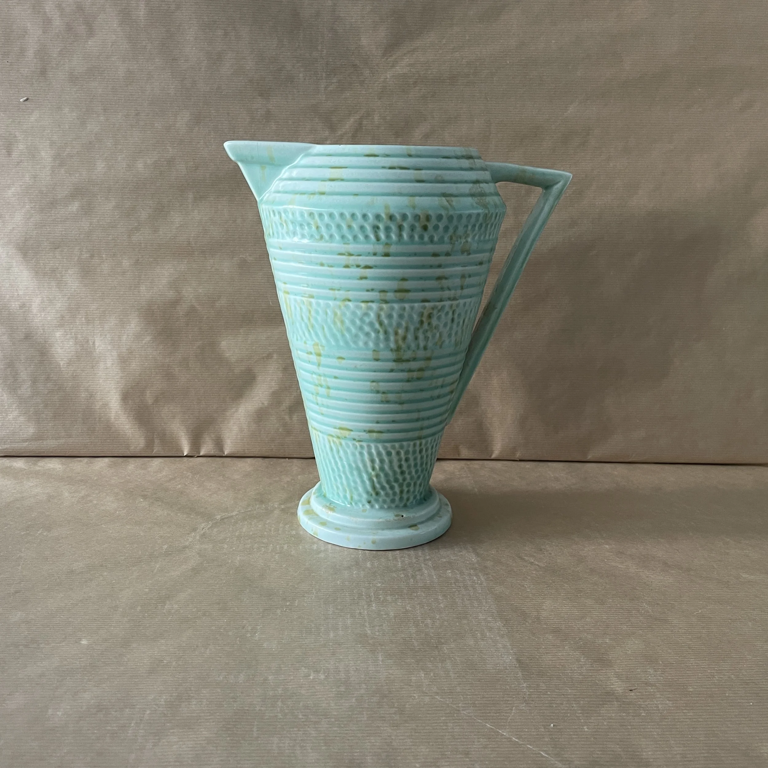 Extra Large J H Weatherby & Sons Green & Honey Mottled  Royal Falcon Ware Art Deco Jug