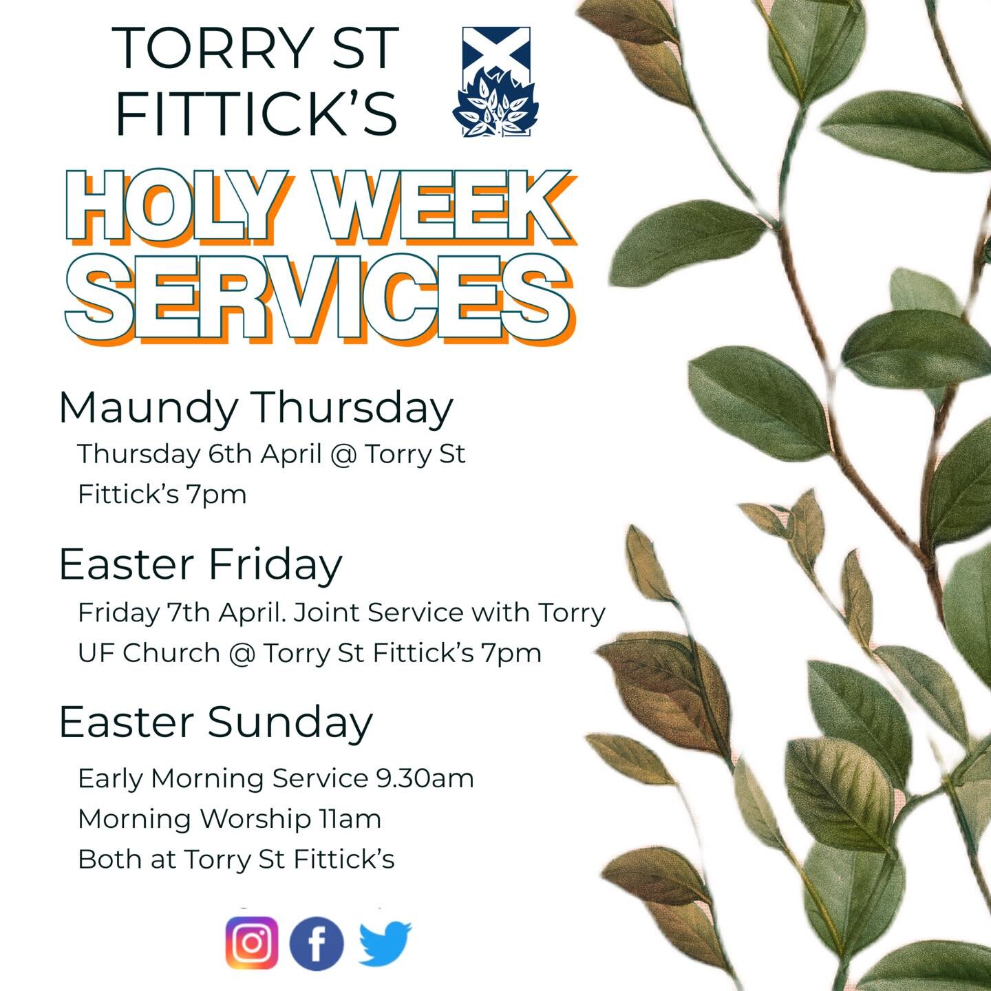 ✝️ Holy Week Services @ Torry St Fittick&rsquo;s

All are Welcome ❤️