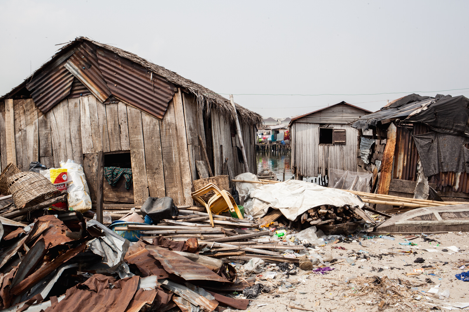 Otodo Gbame sits on a small peninsula with access to water on all sides.