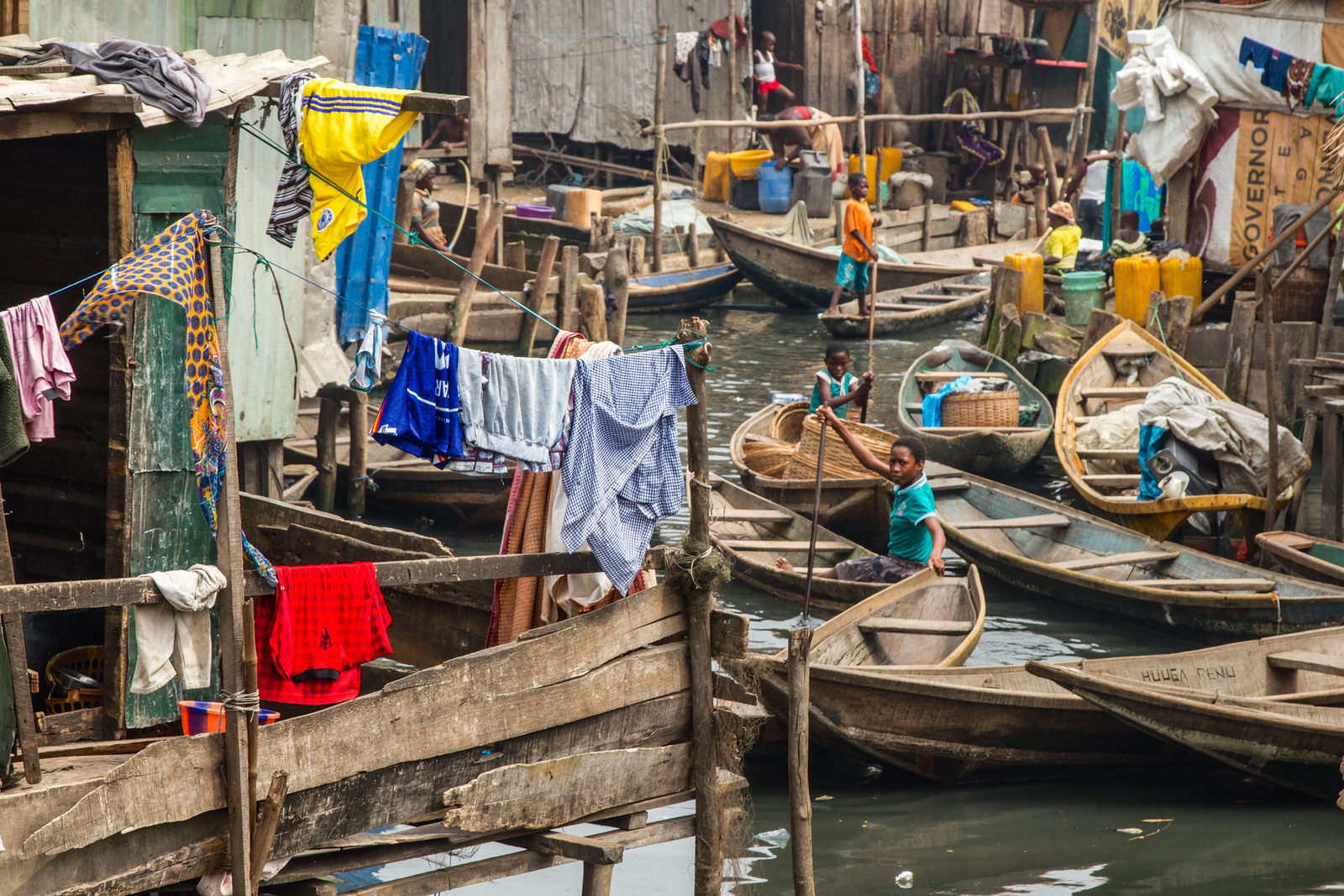  An estimated 2,000 people enter Lagos every day, many ending up in informal settlements like Sogunro. As the population grew, and land ran out, the community began to build into the water. New houses continue to grow. 