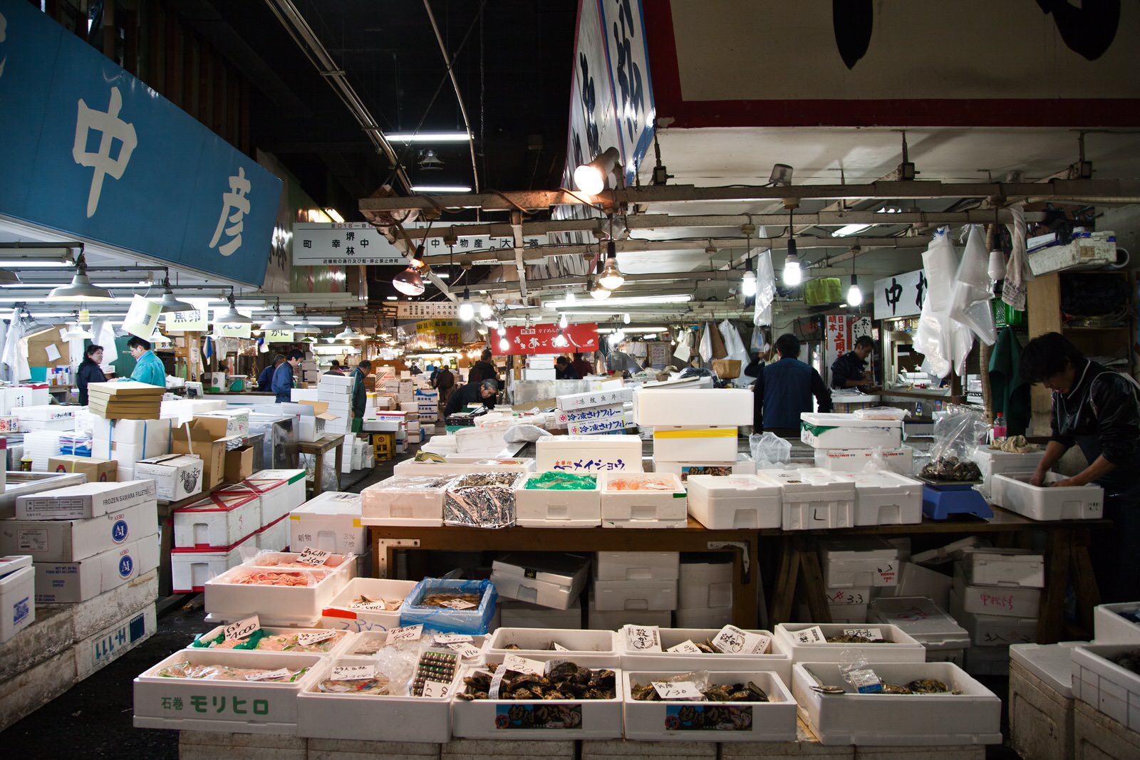  The inner wholesale market handles more than 400 different types of fish and seafood. 