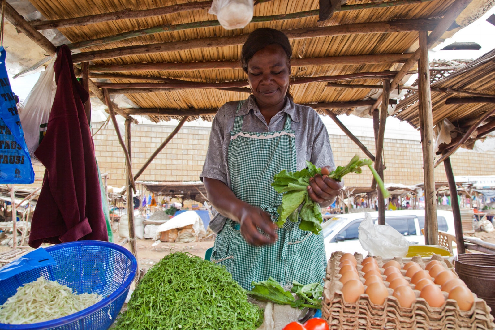 Mildred is a widow living in Kisumu with one child. Mildred was able to establish a successful business. After her son’s death, Mildred returned to Kisumu where her friend helped her secure a space in the market.