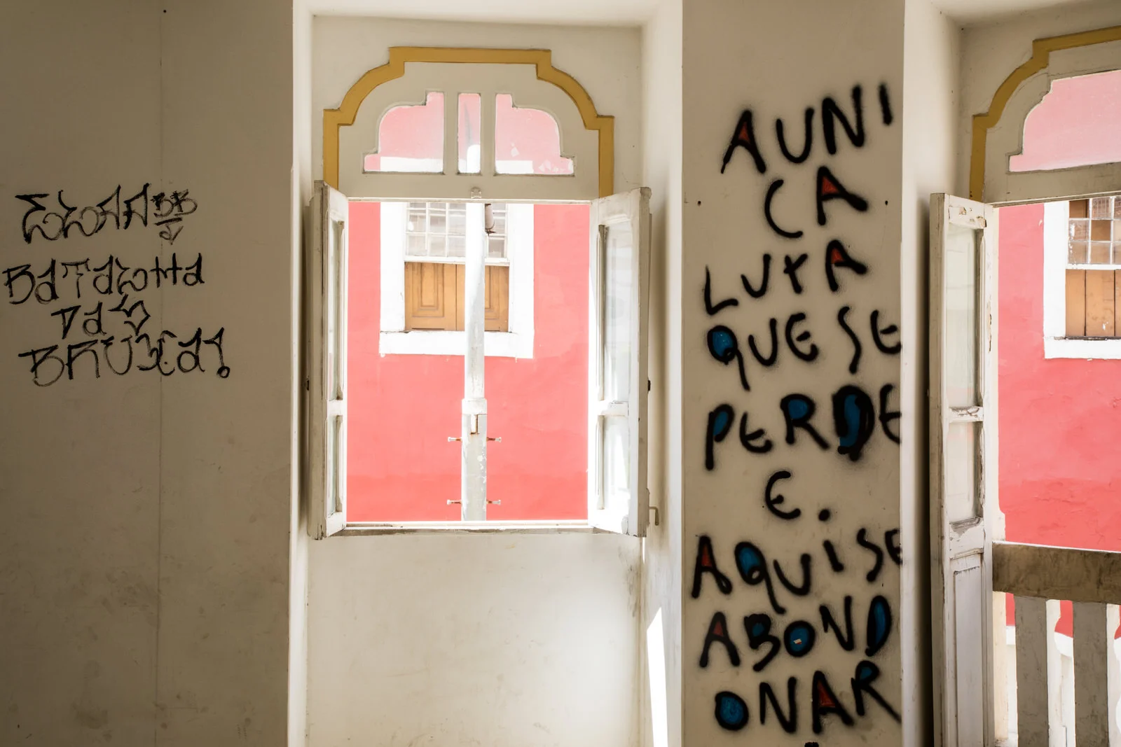 “The only fight that is lost is the one that is abandoned” . A quote from Marxist Brazilian writer Carlos Marighella is scrawled on the wall. Marighella was born in Salvador.