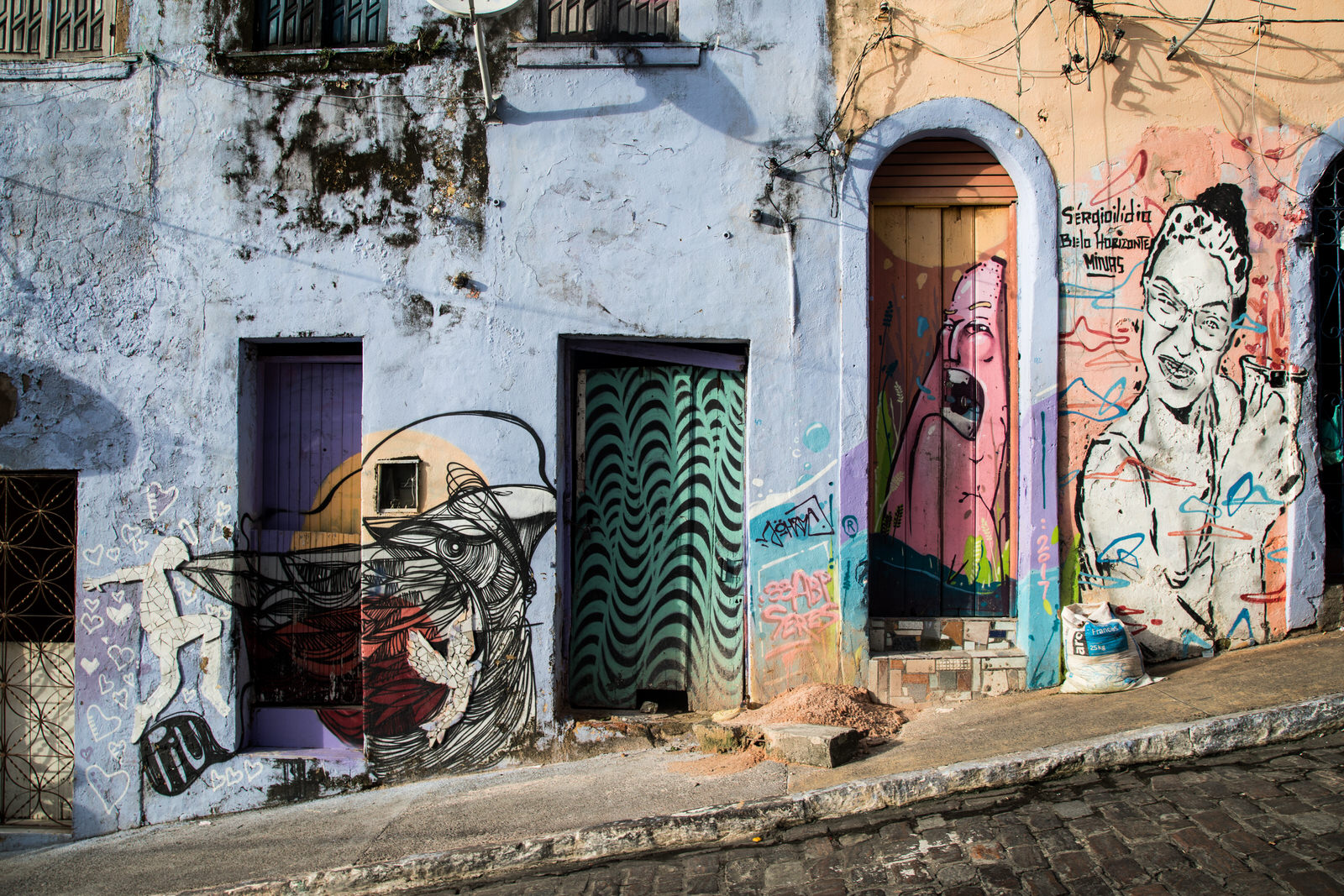  Residents of the community have collectively mobilised to rehabilitate the  Ladeira , reconstructing collapsed mansions and painting decaying façades with colourful graffiti referencing the African Diaspora. 