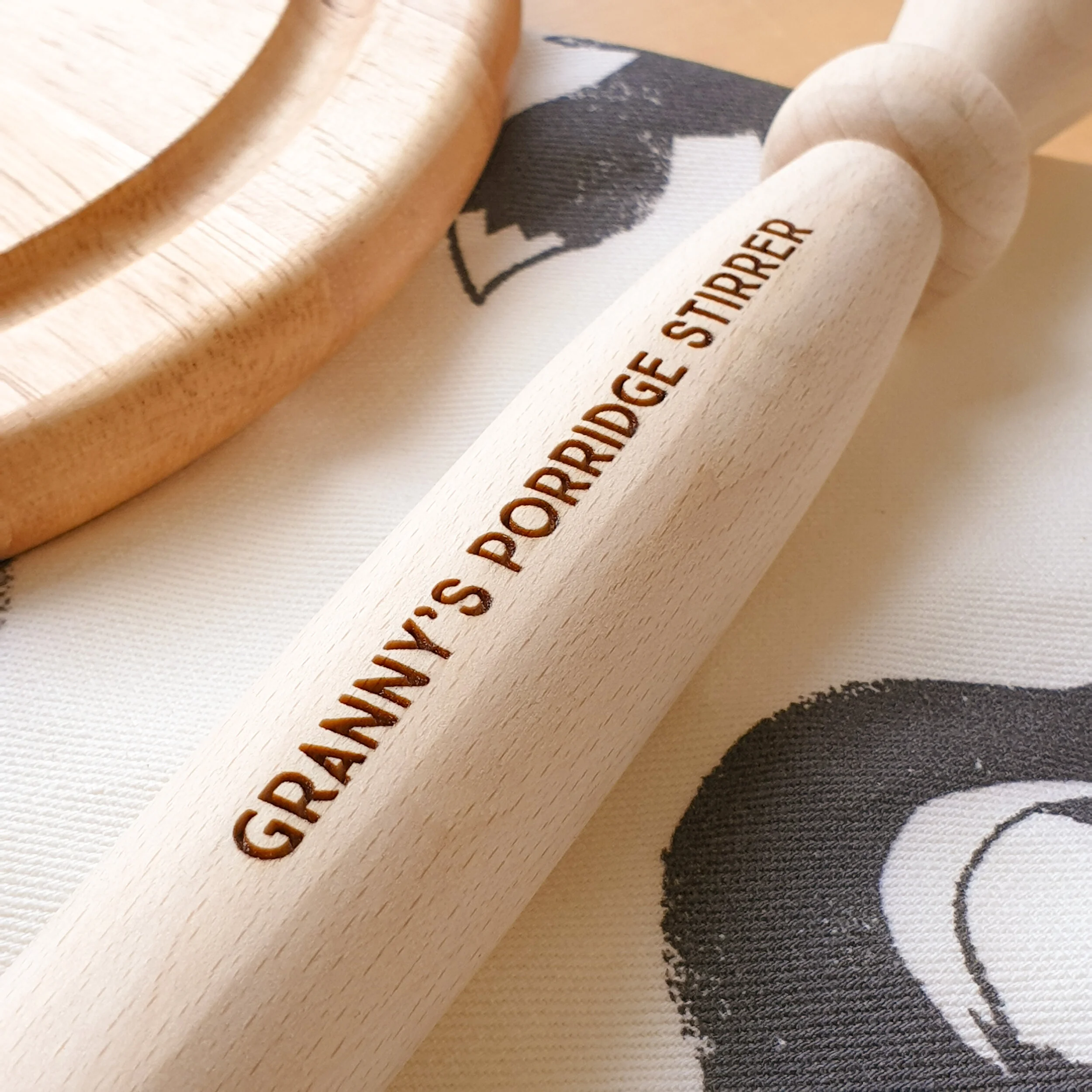 Personalised Wooden Spurtle Porridge Stirrer Hot Dot Laser