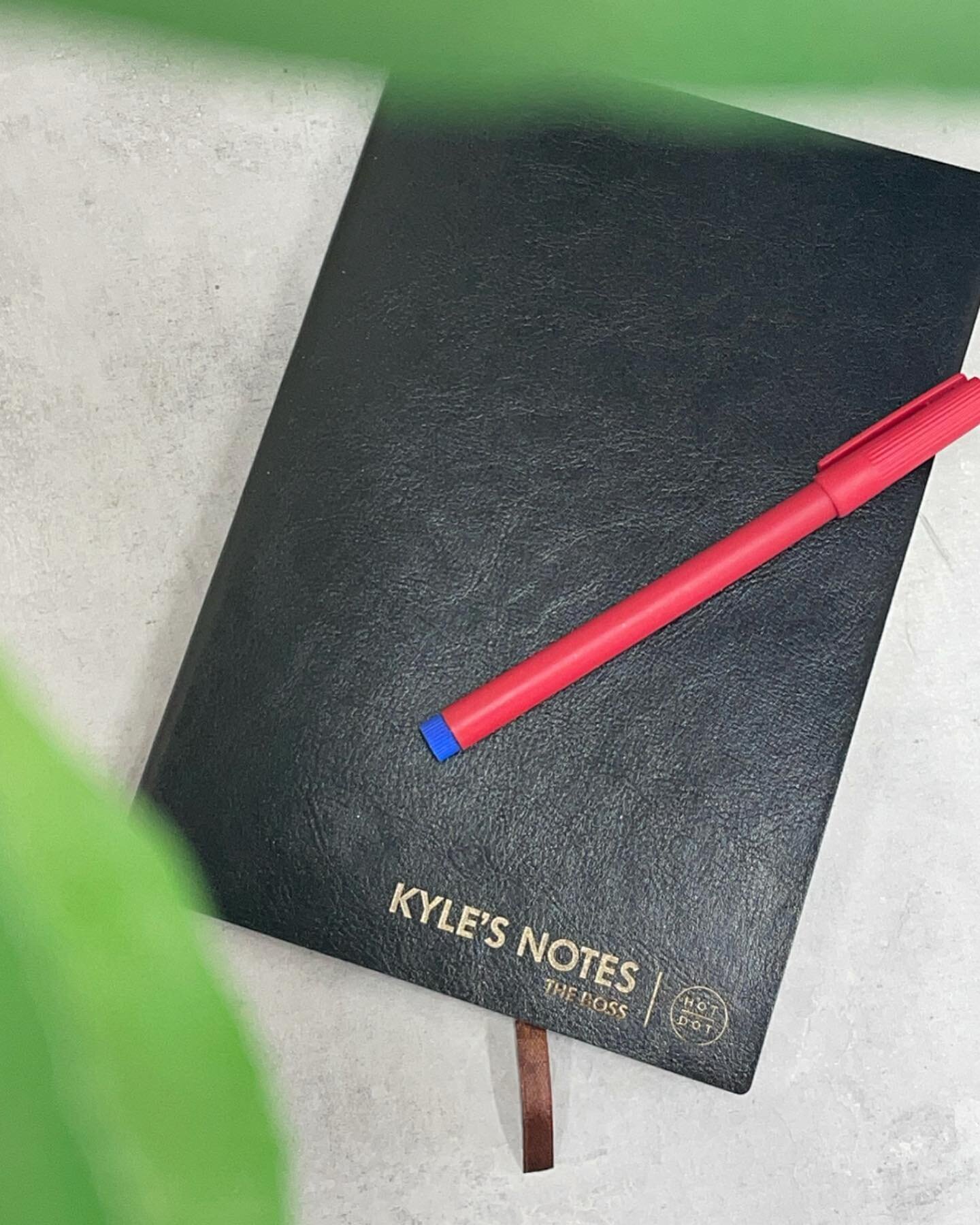 Personalised gold lettered leather notebooks. We have been thinking of ways to make our best seller even more appealing. We have now found a way to add gold lettering or coloured logos to our leather notebooks. 
 They are now available on our website