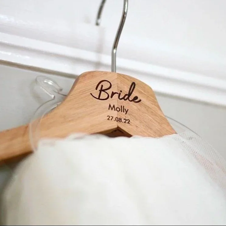 Personalised Wooden Wedding Clothes Hanger