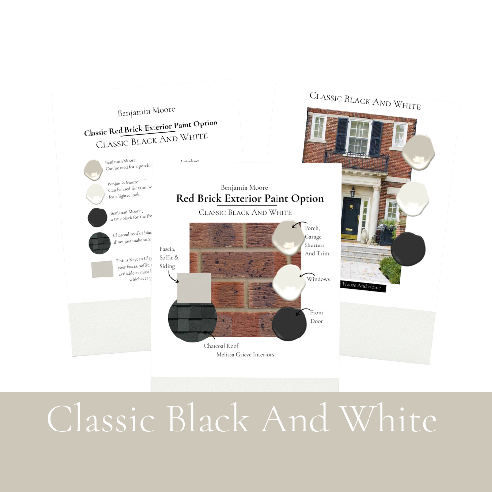 Red Brick Exterior Paint Color Benjamin Moore Paint Palette, Classic Exterior Design Red Brick Coordinating Color, Red Brick Color Schemes Instant Digital Download Black And White