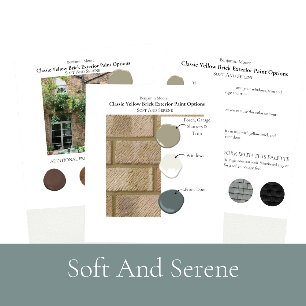 Benjamin Moore Yellow Brick Exterior Paint Palette — 5 Complete Exterior Colour Schemes Soft And Serene