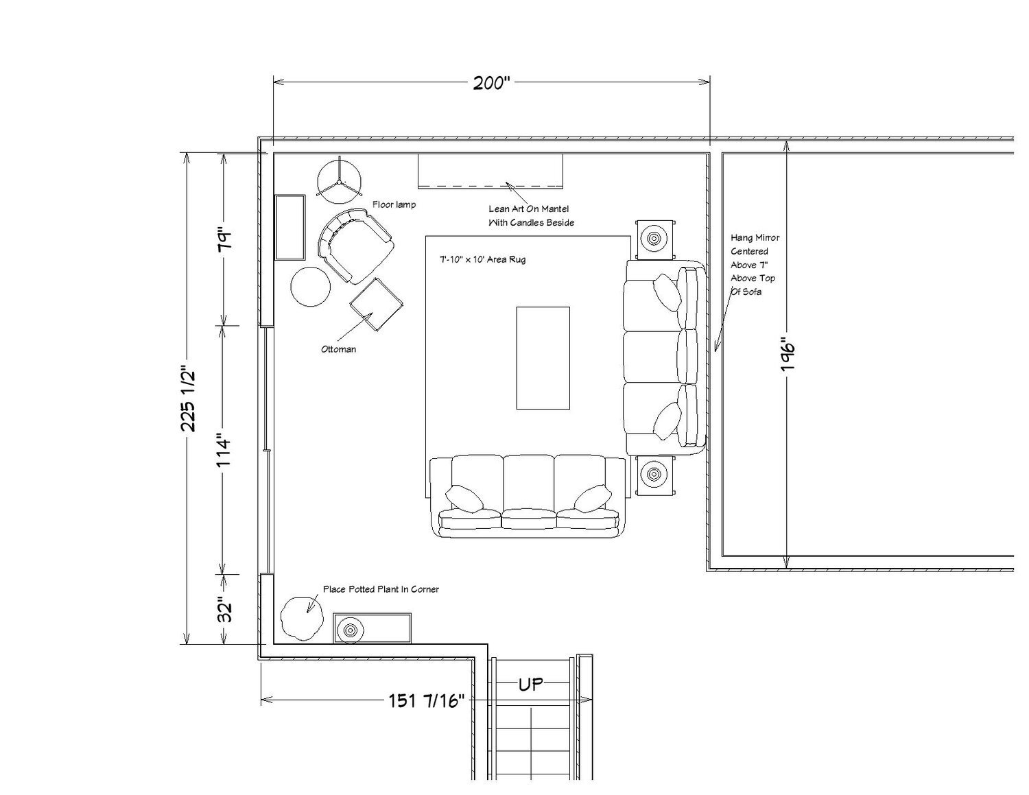 cozy family room design floor plan